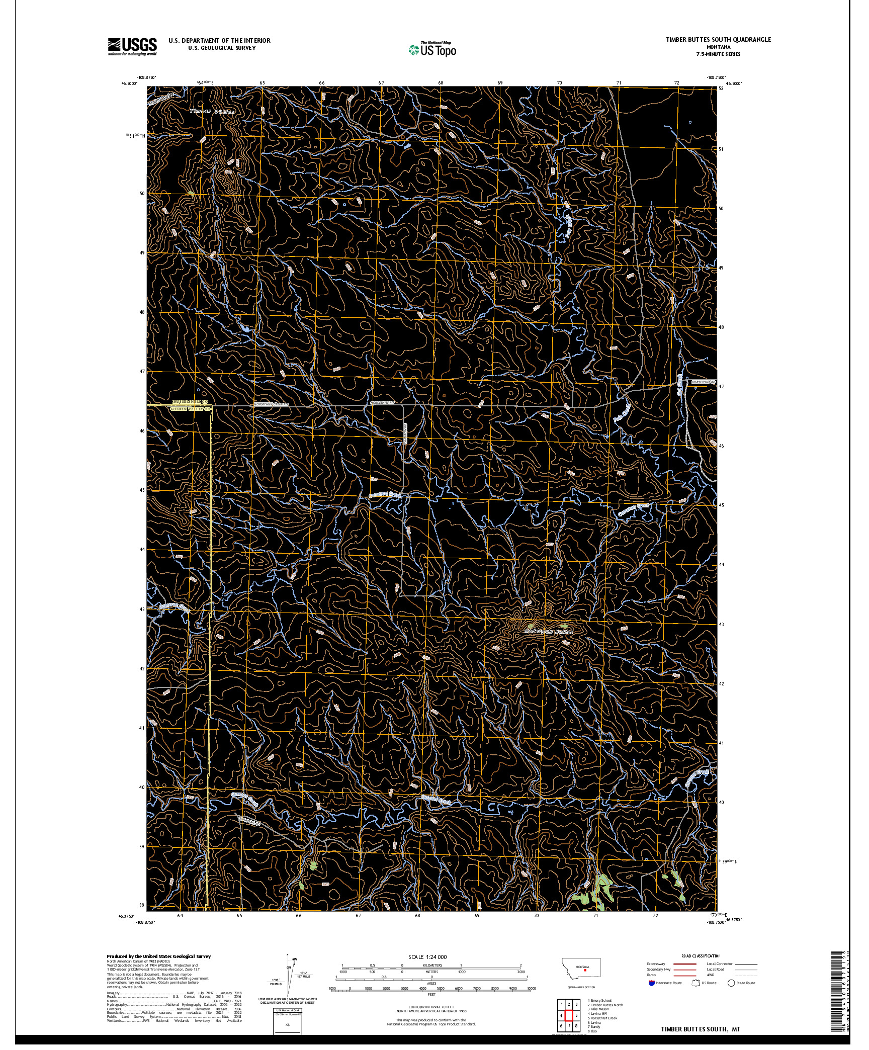 US TOPO 7.5-MINUTE MAP FOR TIMBER BUTTES SOUTH, MT