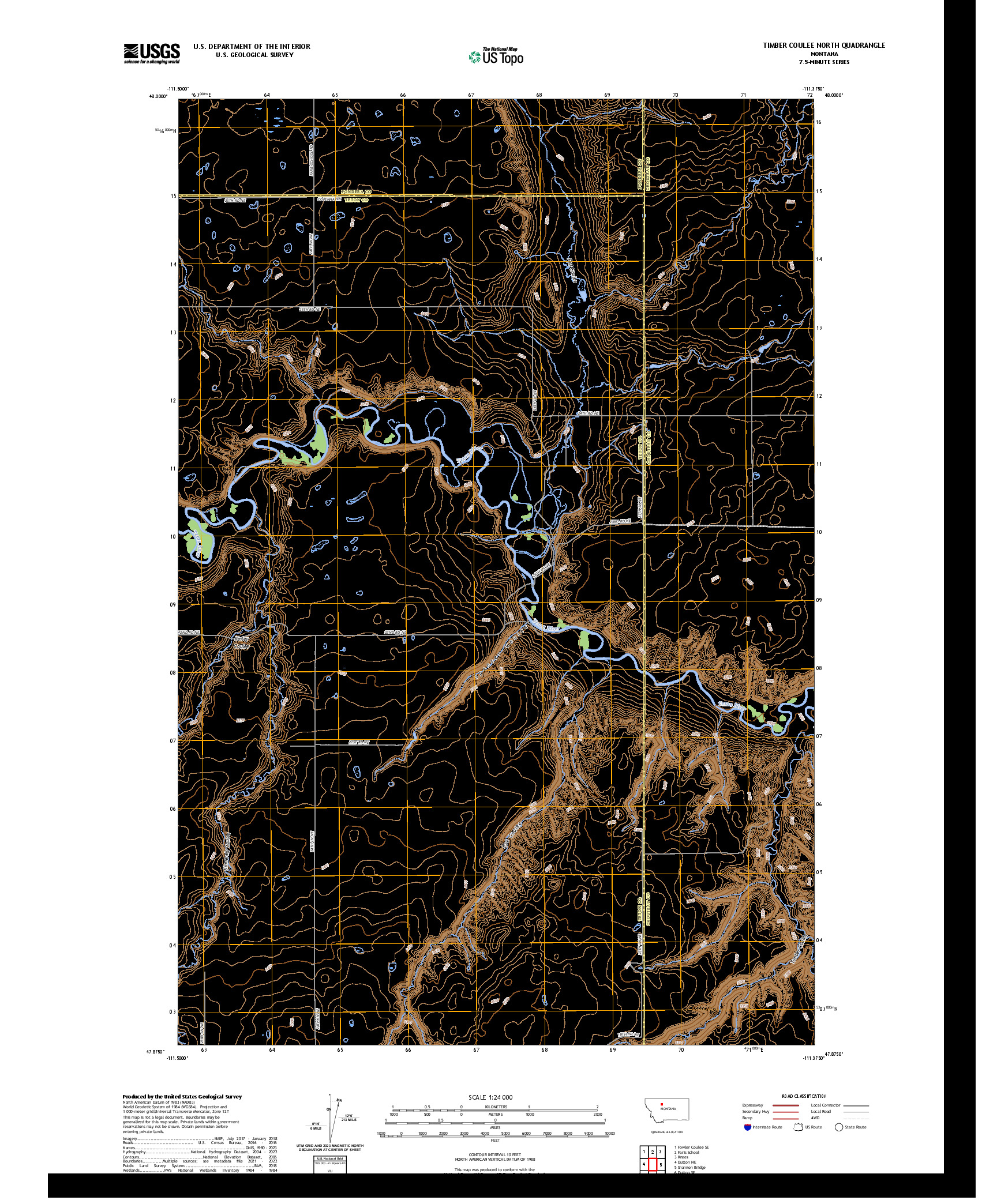 US TOPO 7.5-MINUTE MAP FOR TIMBER COULEE NORTH, MT