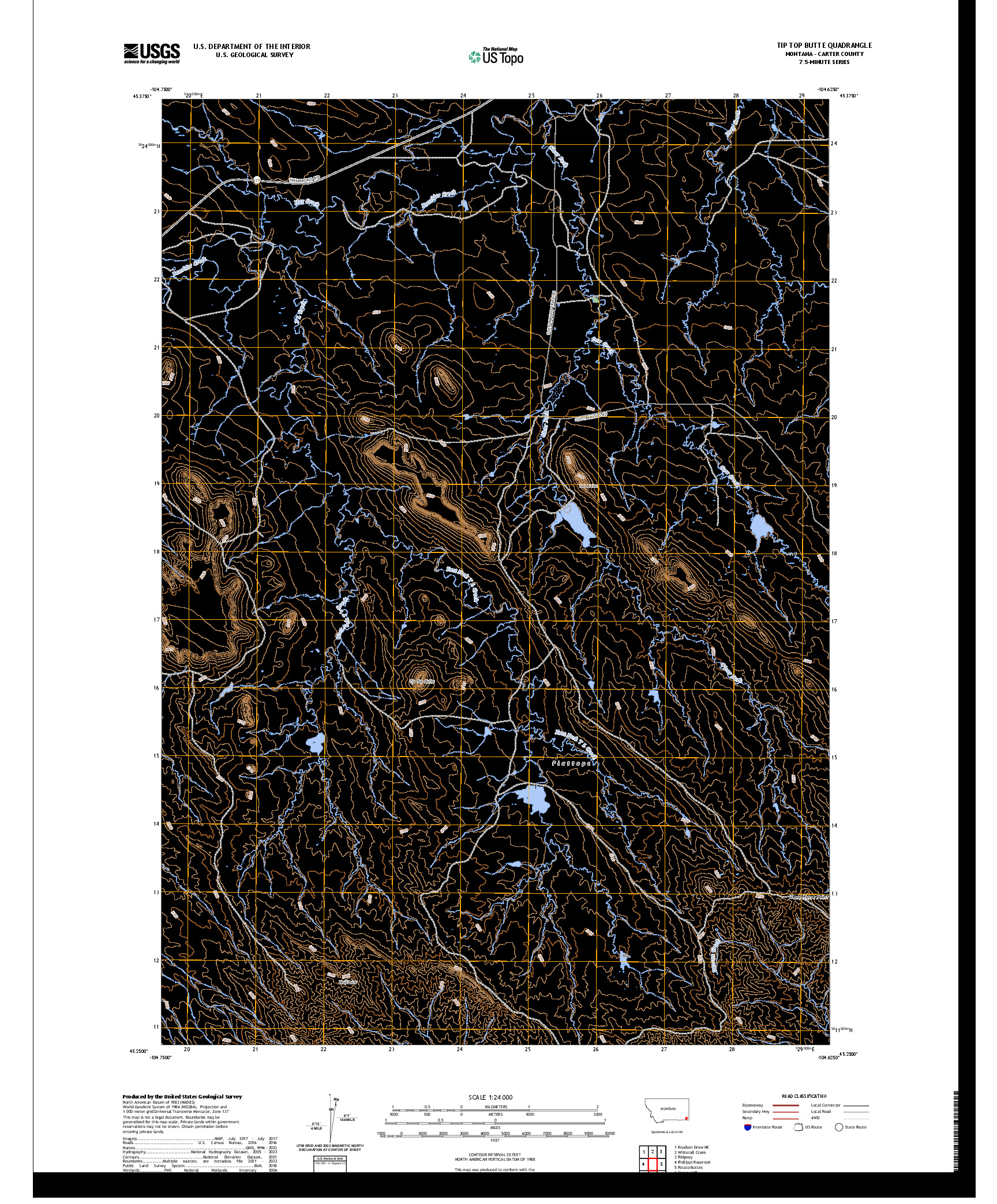 US TOPO 7.5-MINUTE MAP FOR TIP TOP BUTTE, MT