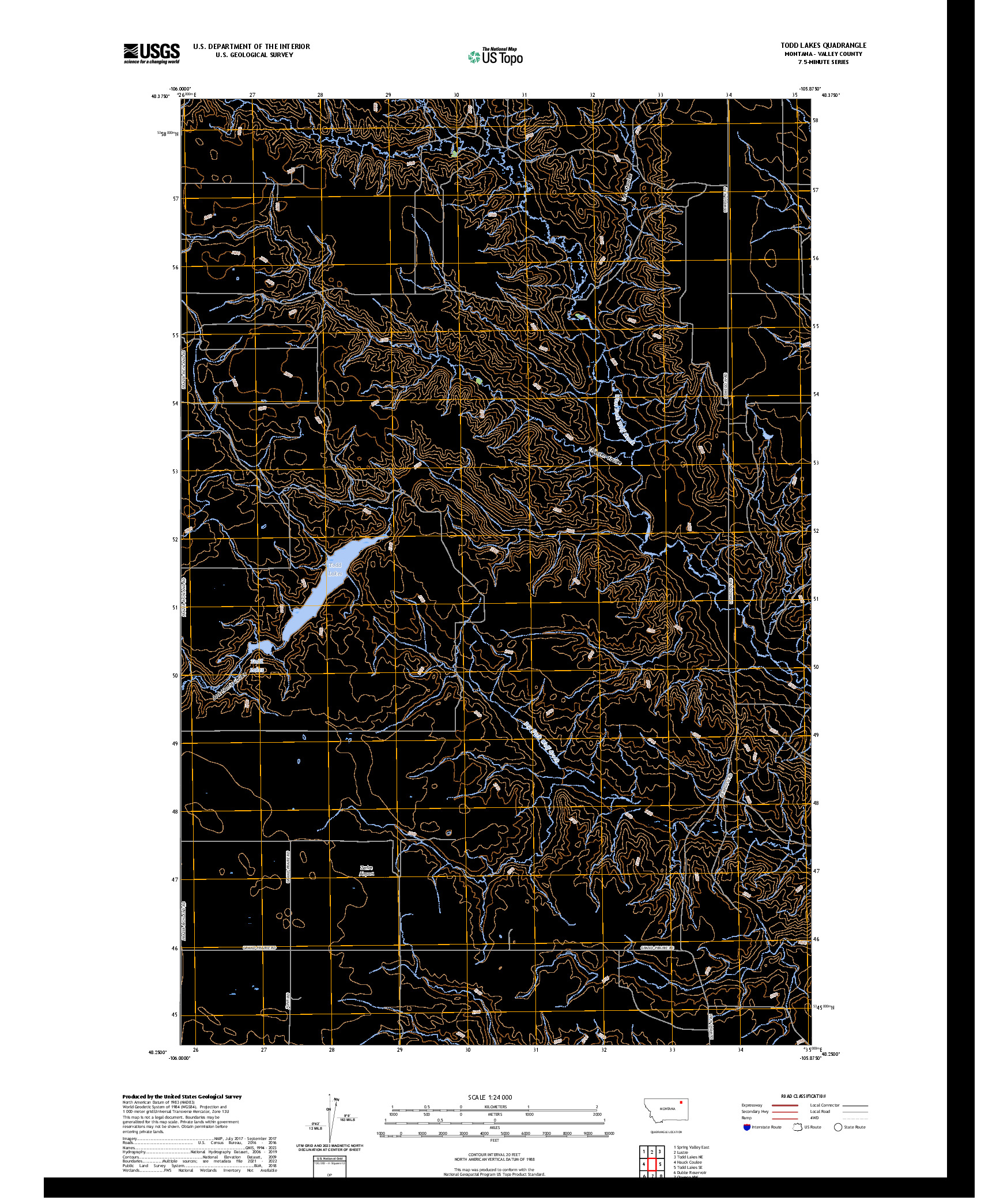 US TOPO 7.5-MINUTE MAP FOR TODD LAKES, MT