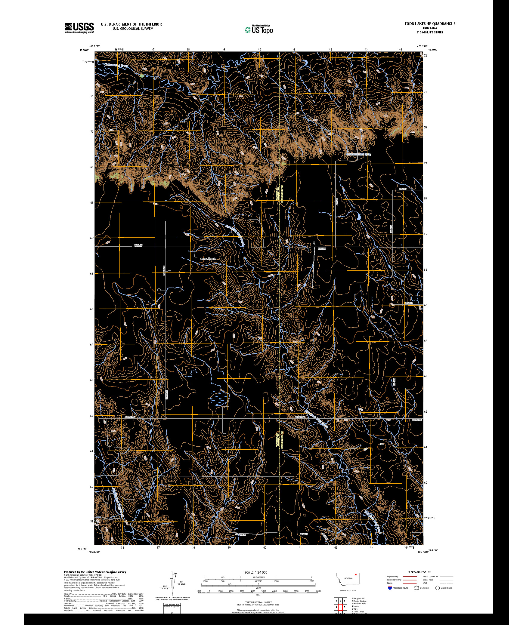 US TOPO 7.5-MINUTE MAP FOR TODD LAKES NE, MT