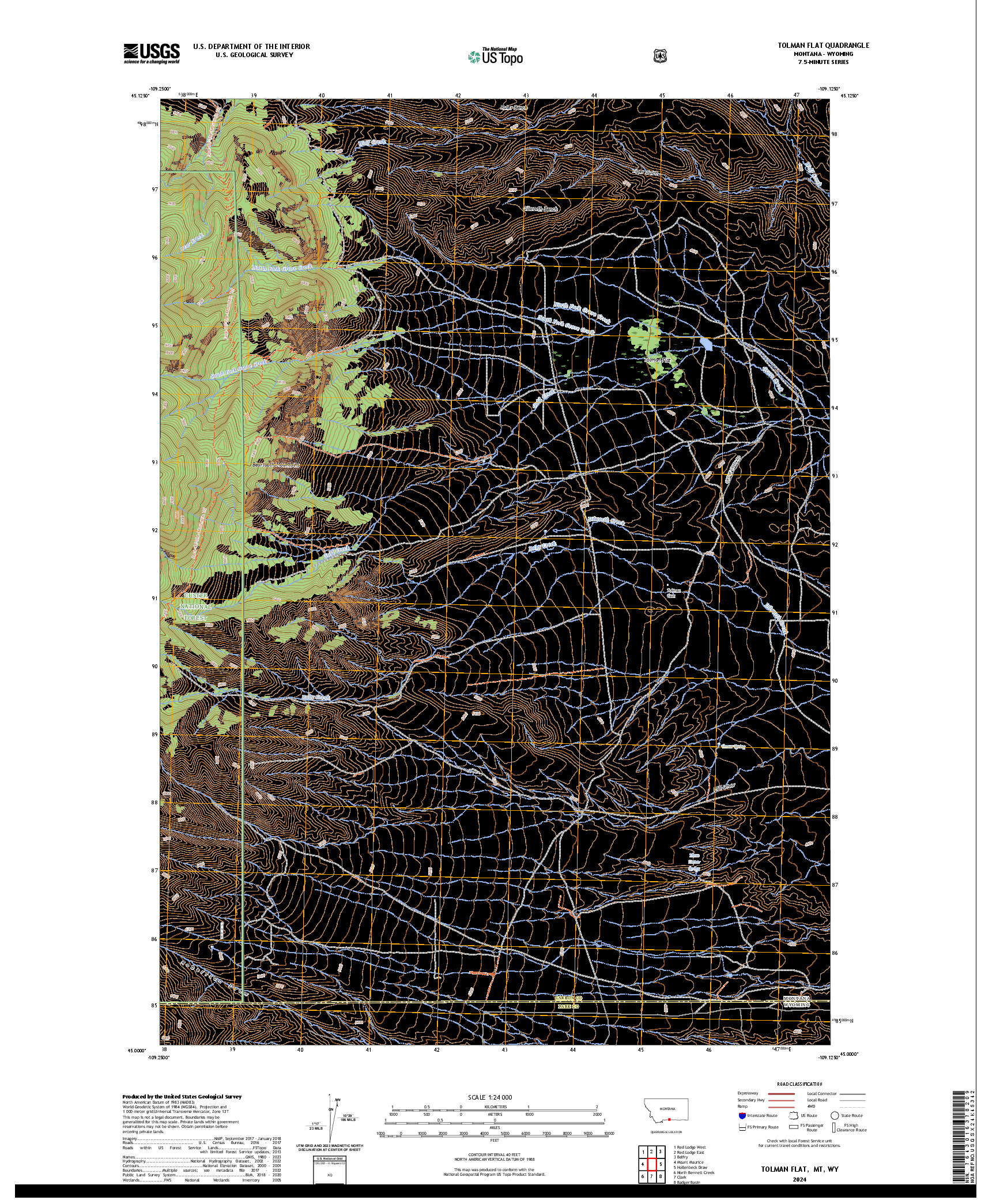 US TOPO 7.5-MINUTE MAP FOR TOLMAN FLAT, MT,WY