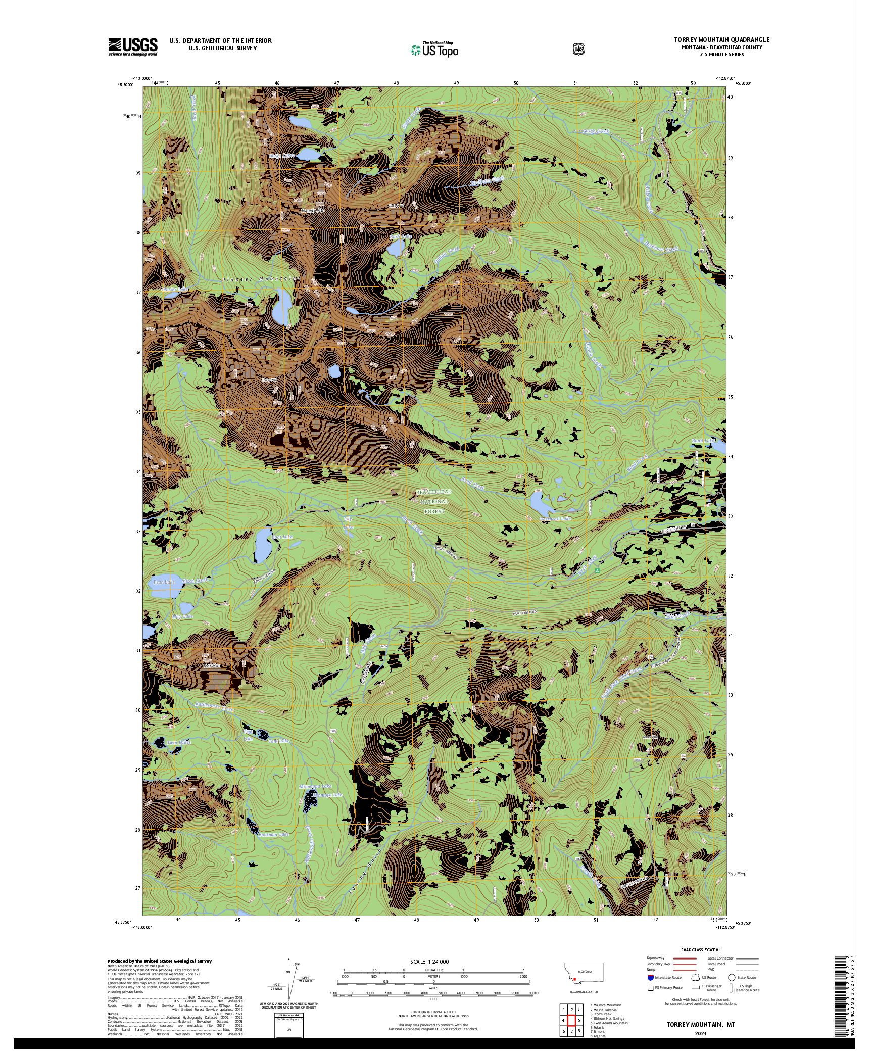 US TOPO 7.5-MINUTE MAP FOR TORREY MOUNTAIN, MT