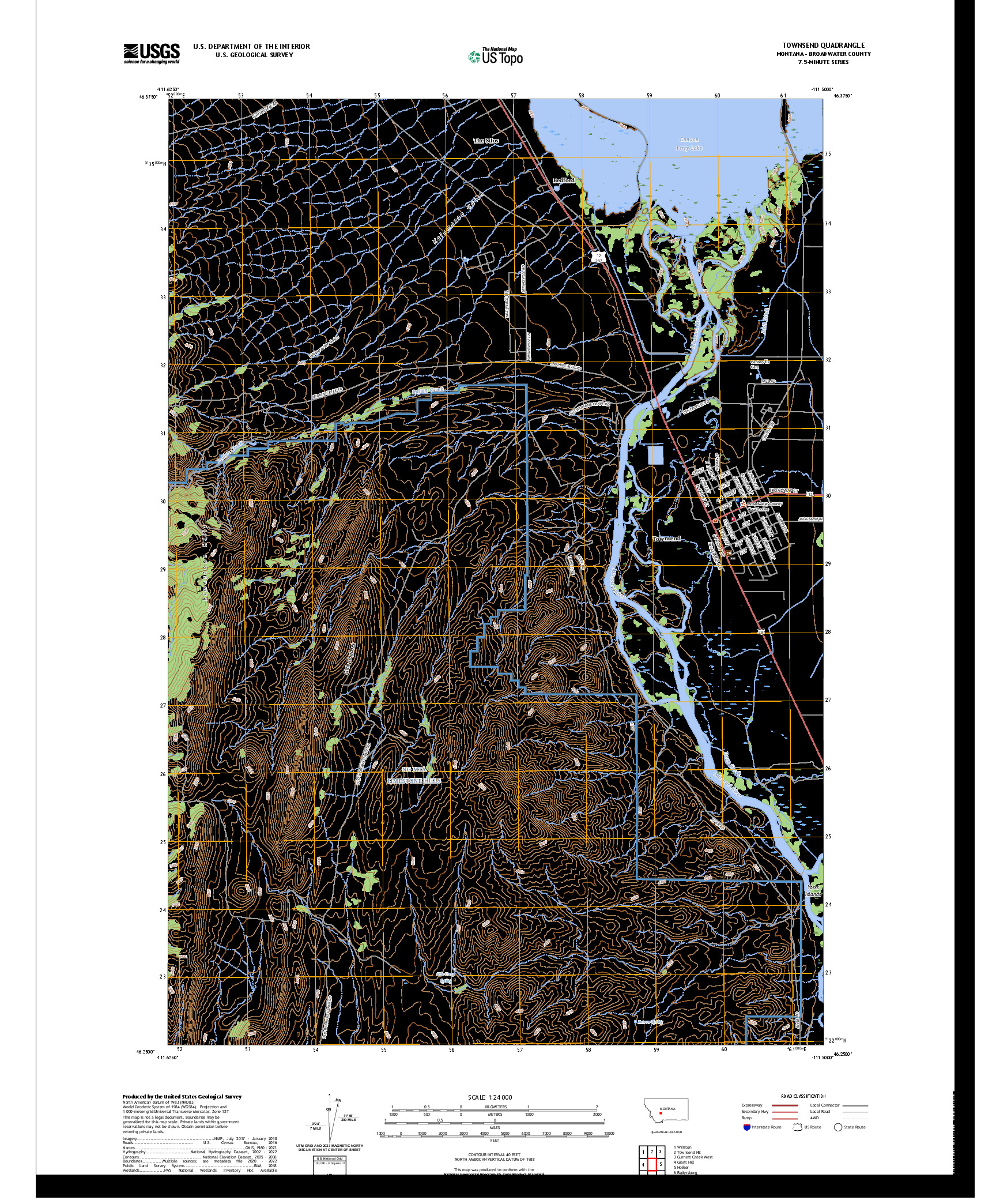 US TOPO 7.5-MINUTE MAP FOR TOWNSEND, MT