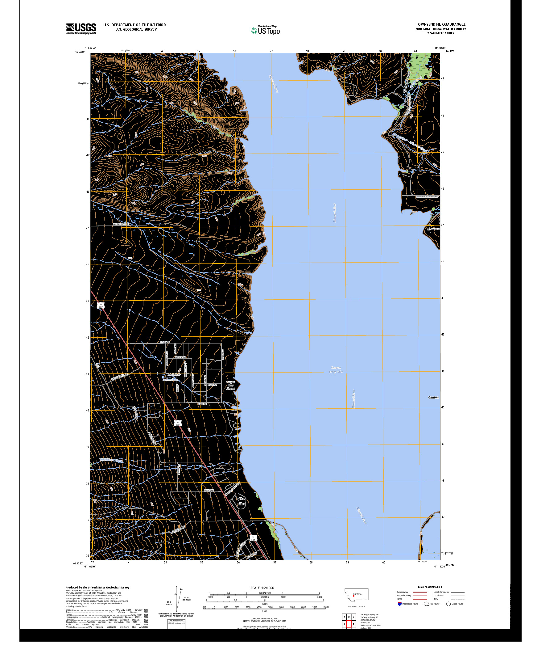 US TOPO 7.5-MINUTE MAP FOR TOWNSEND NE, MT