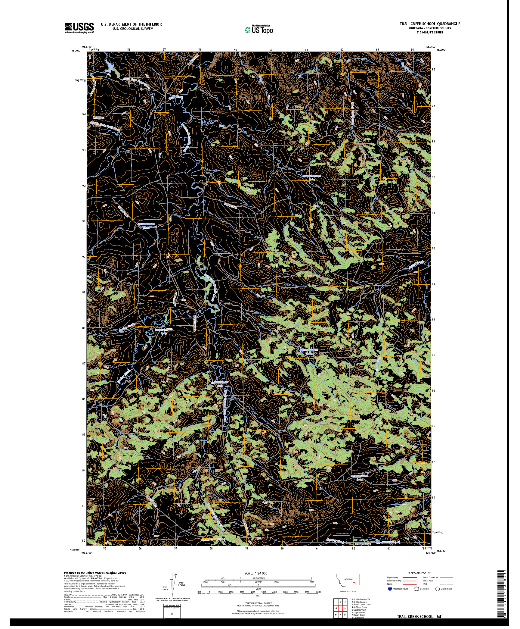 US TOPO 7.5-MINUTE MAP FOR TRAIL CREEK SCHOOL, MT