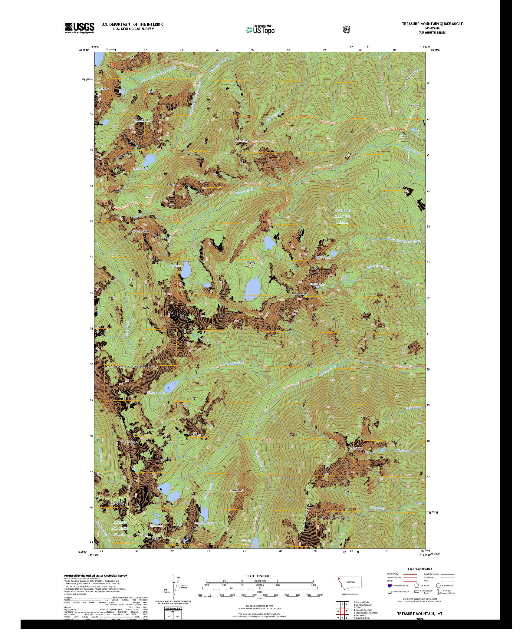 US TOPO 7.5-MINUTE MAP FOR TREASURE MOUNTAIN, MT