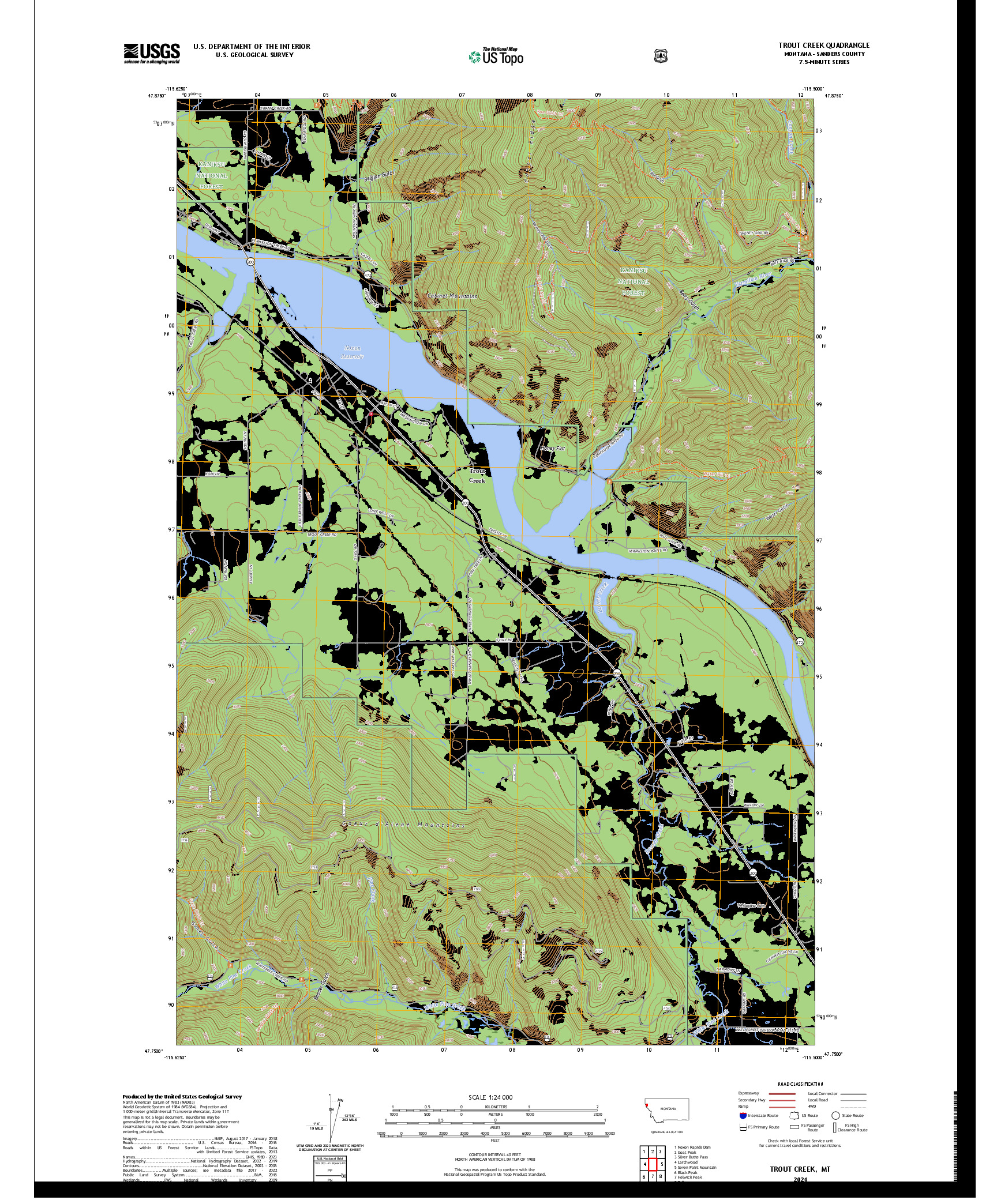 US TOPO 7.5-MINUTE MAP FOR TROUT CREEK, MT