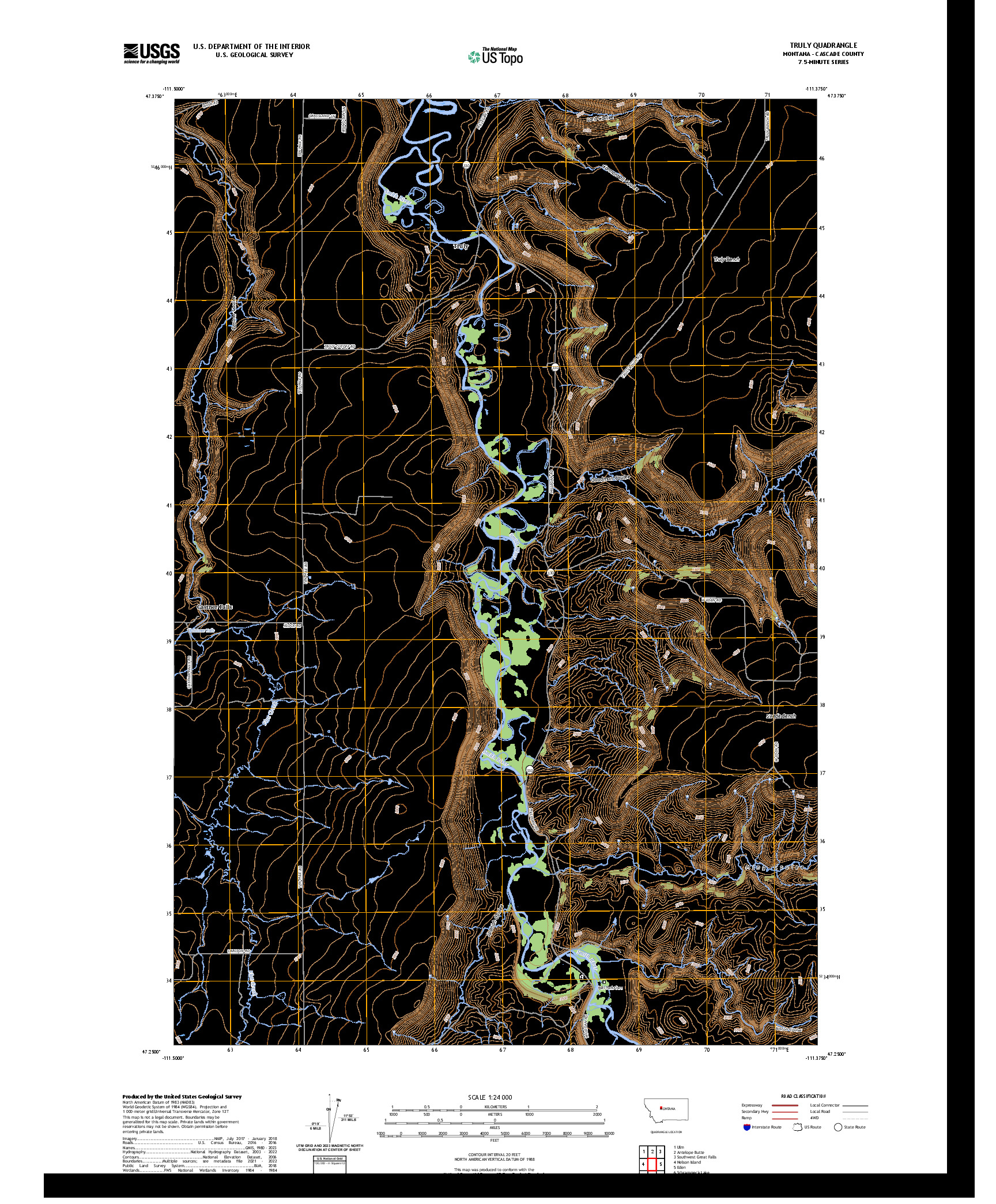 US TOPO 7.5-MINUTE MAP FOR TRULY, MT