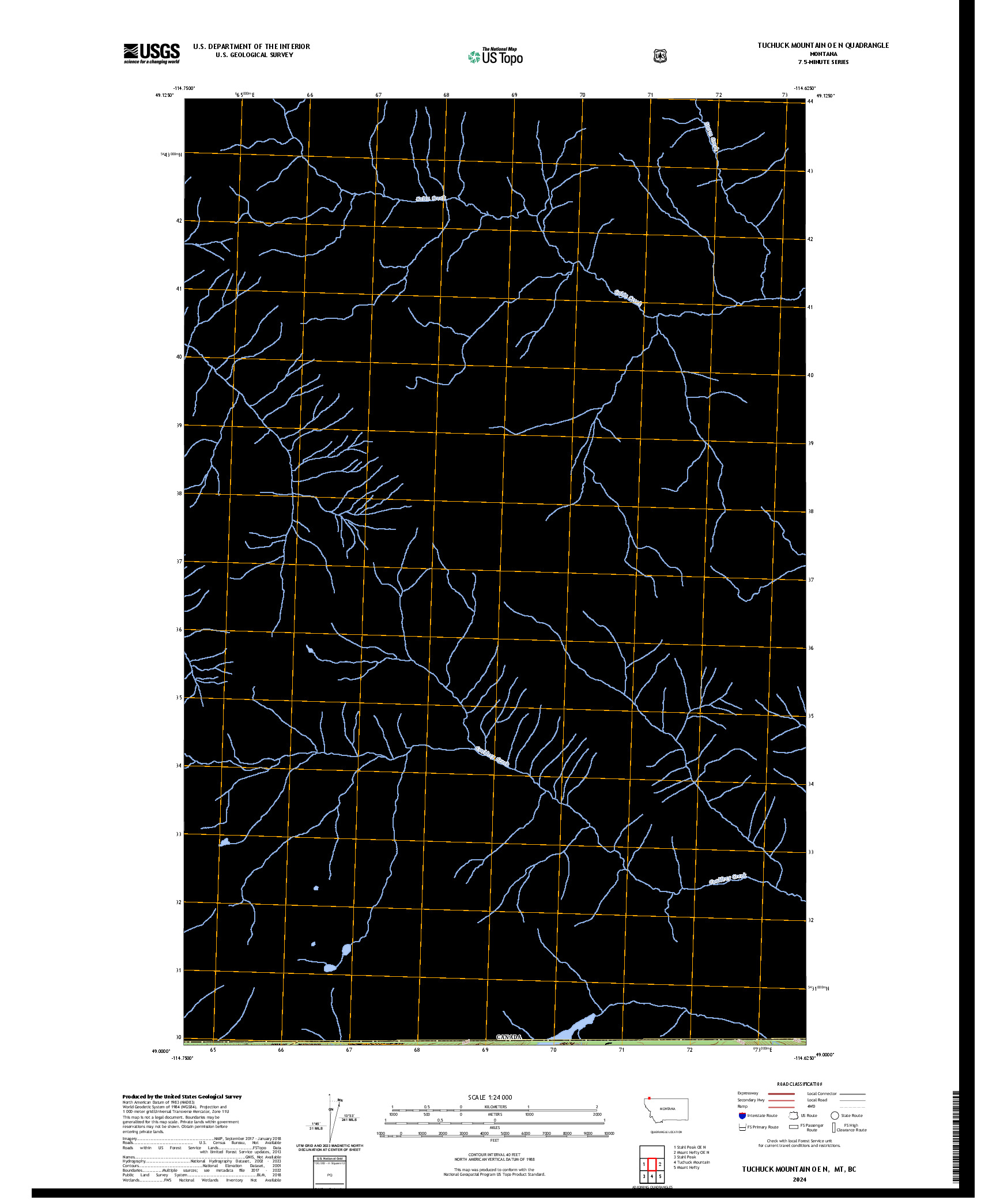 US TOPO 7.5-MINUTE MAP FOR TUCHUCK MOUNTAIN OE N, MT,BC