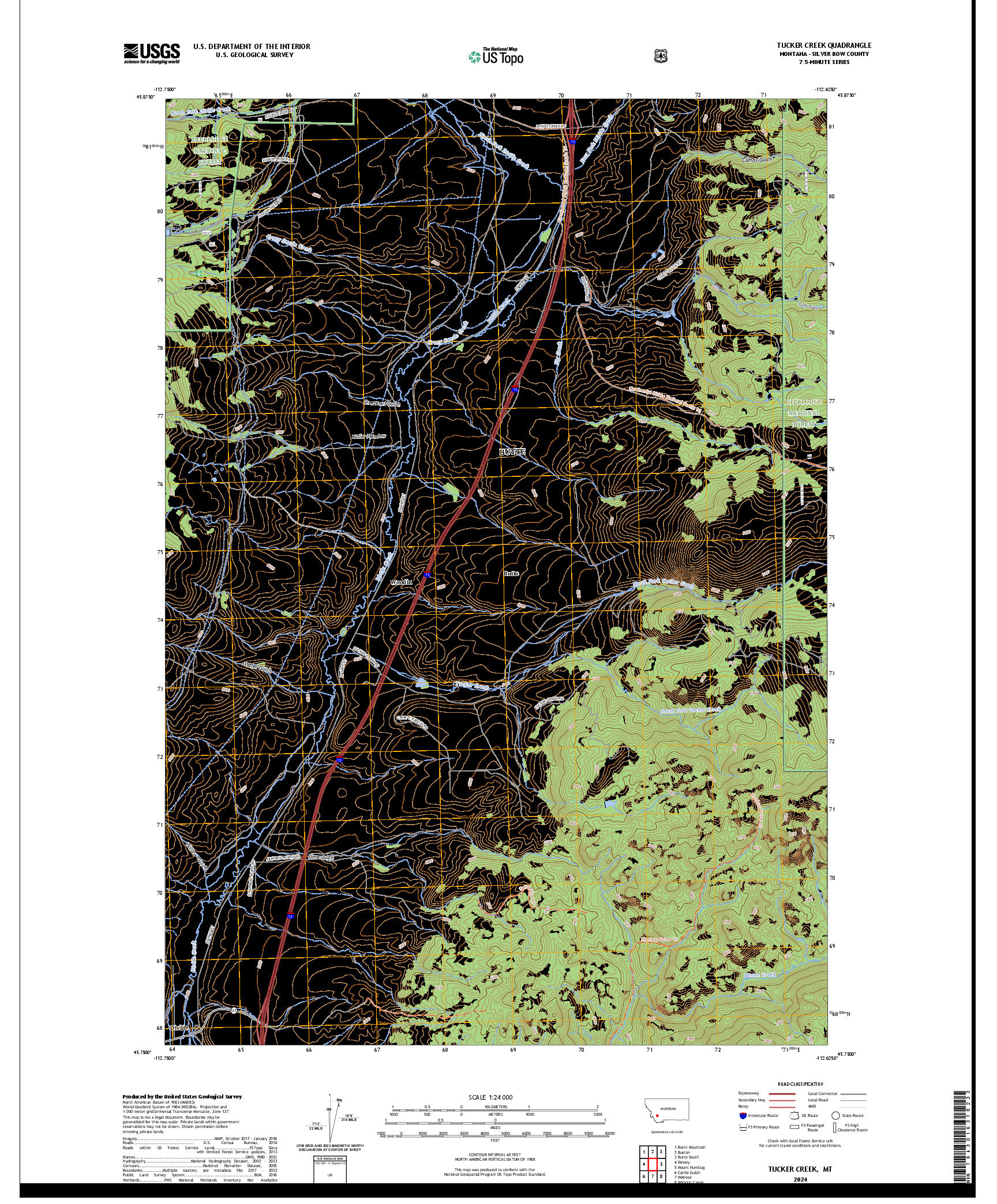 US TOPO 7.5-MINUTE MAP FOR TUCKER CREEK, MT