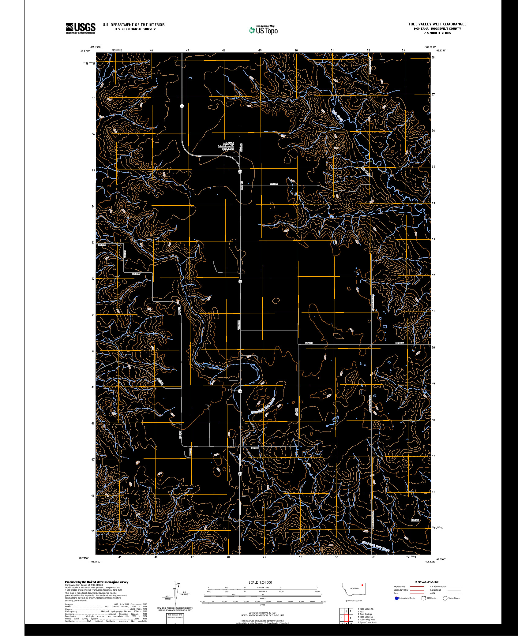 US TOPO 7.5-MINUTE MAP FOR TULE VALLEY WEST, MT