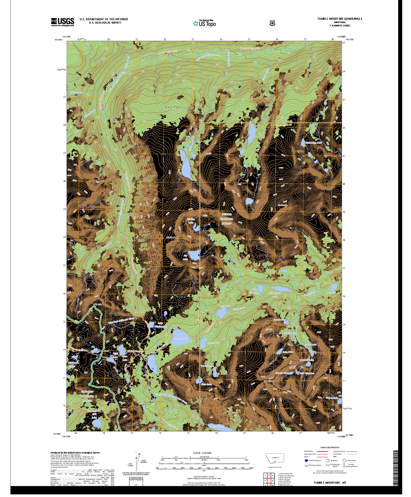US TOPO 7.5-MINUTE MAP FOR TUMBLE MOUNTAIN, MT