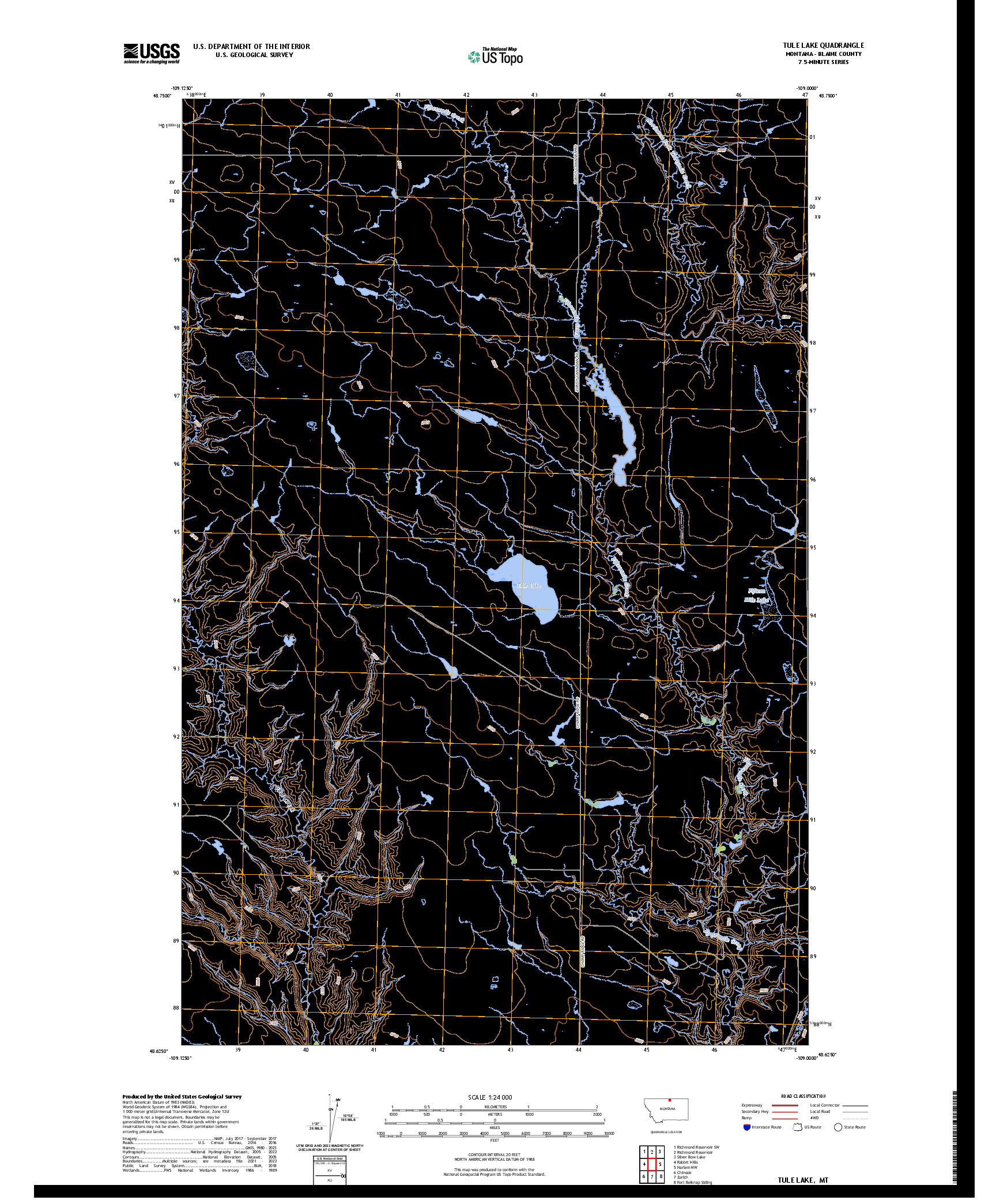 US TOPO 7.5-MINUTE MAP FOR TULE LAKE, MT