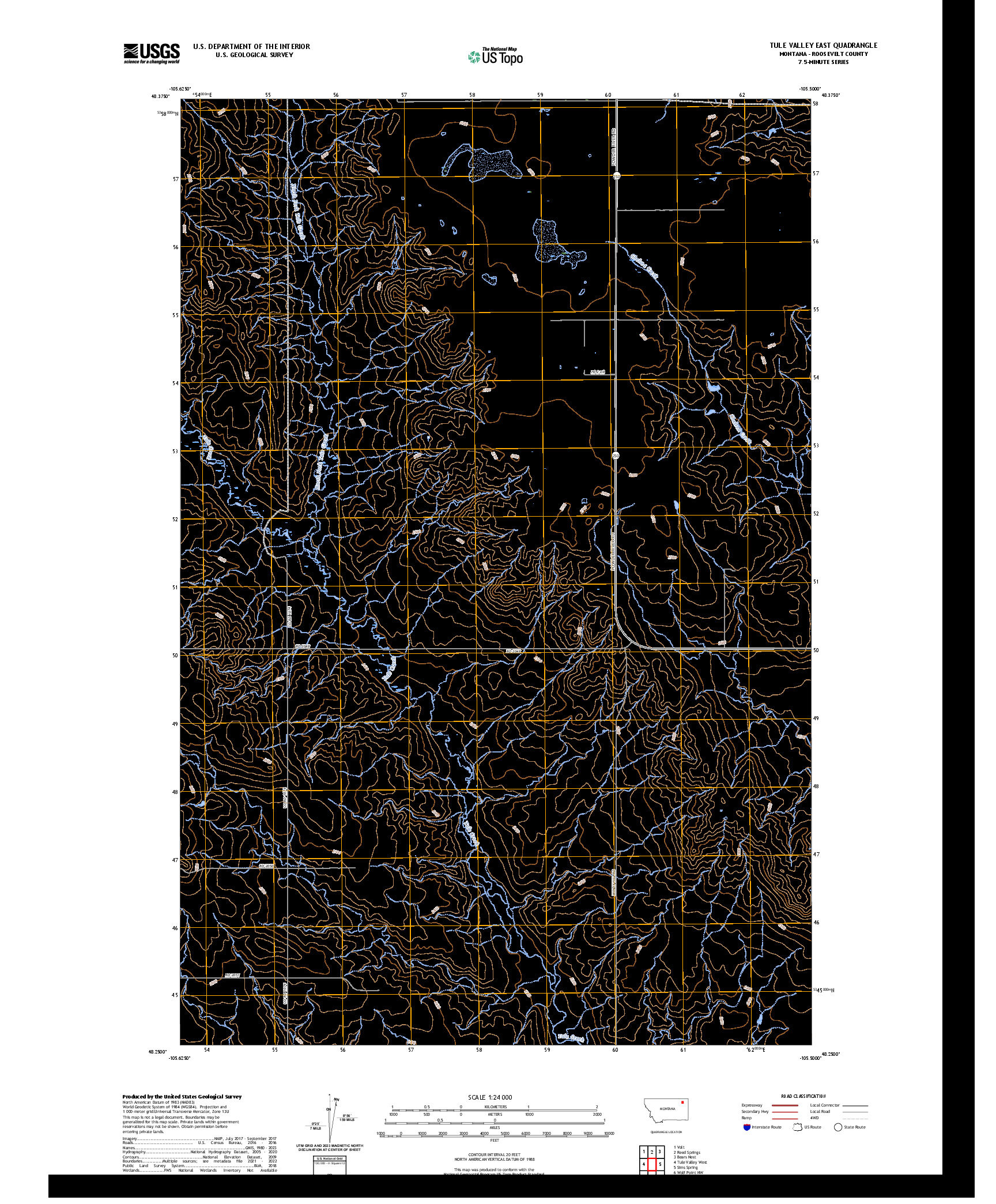 US TOPO 7.5-MINUTE MAP FOR TULE VALLEY EAST, MT