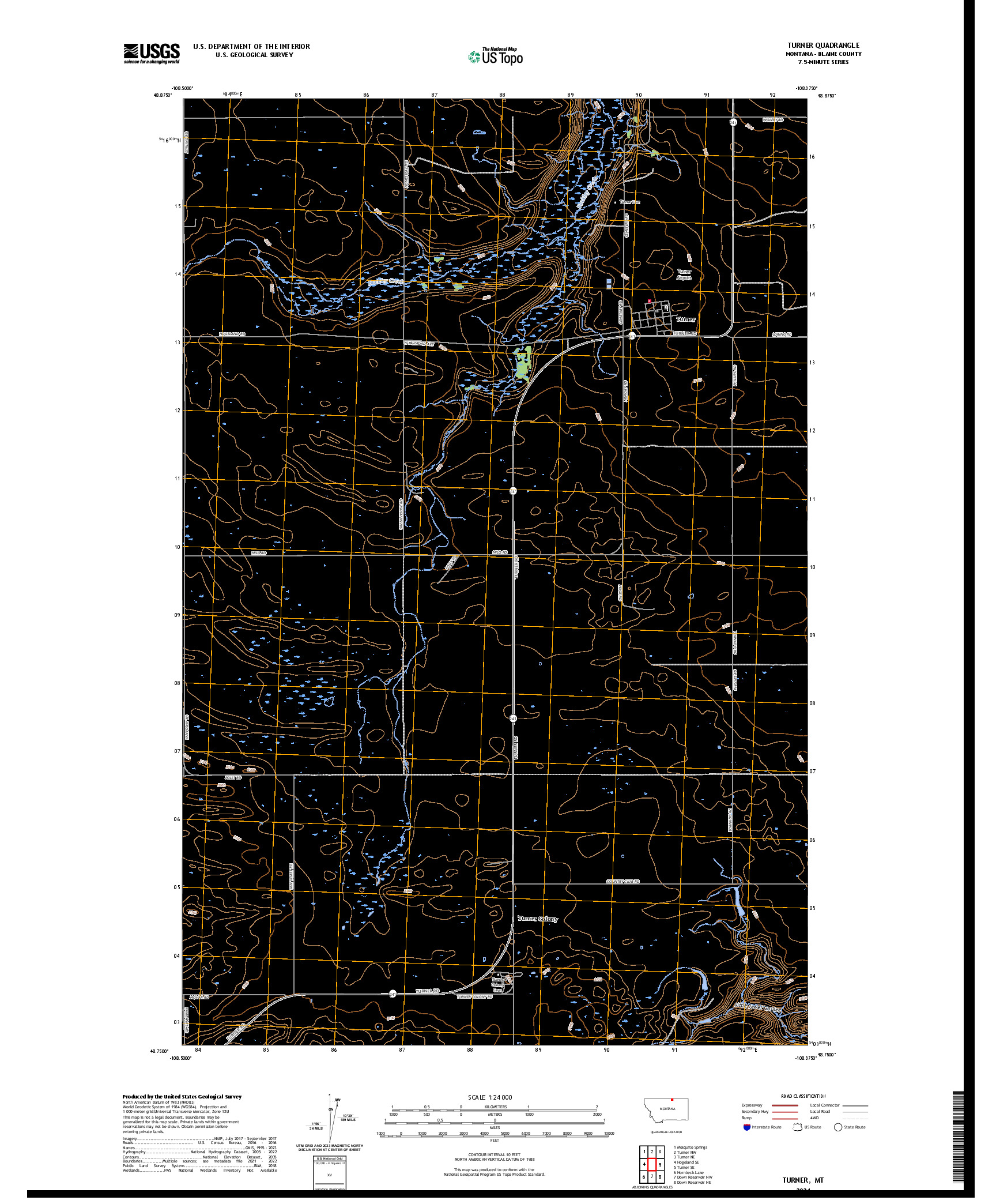 US TOPO 7.5-MINUTE MAP FOR TURNER, MT