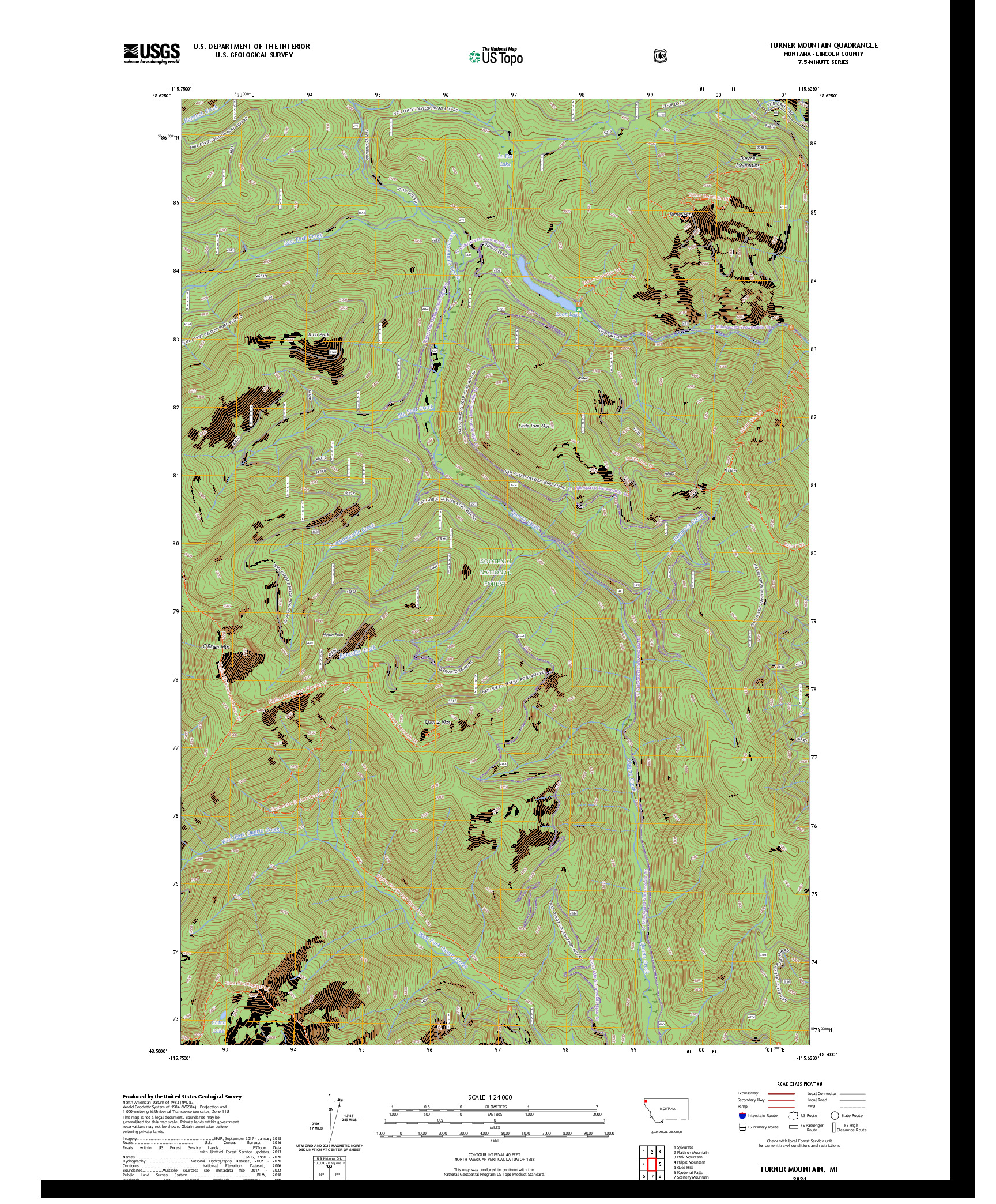US TOPO 7.5-MINUTE MAP FOR TURNER MOUNTAIN, MT
