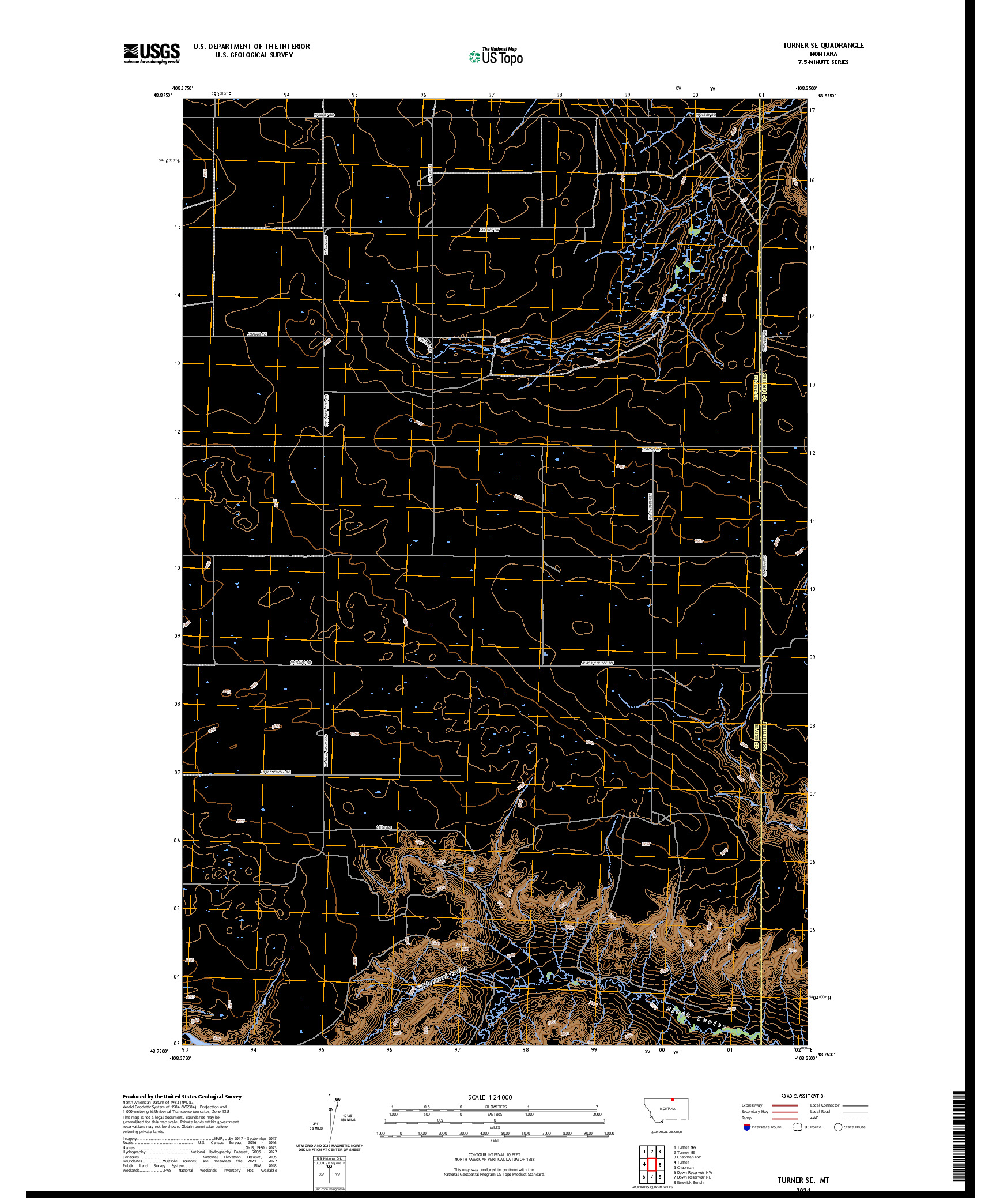 US TOPO 7.5-MINUTE MAP FOR TURNER SE, MT