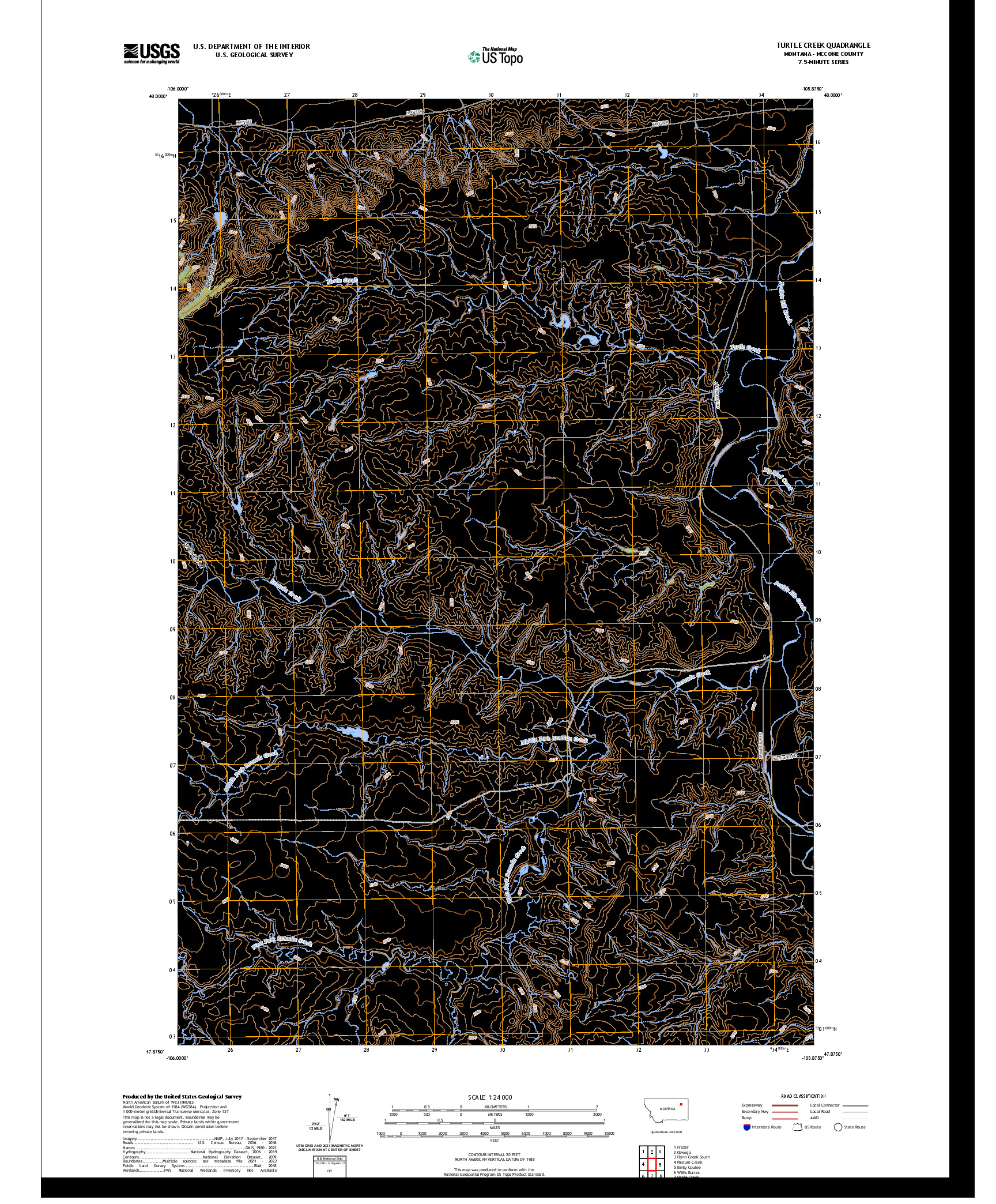 US TOPO 7.5-MINUTE MAP FOR TURTLE CREEK, MT