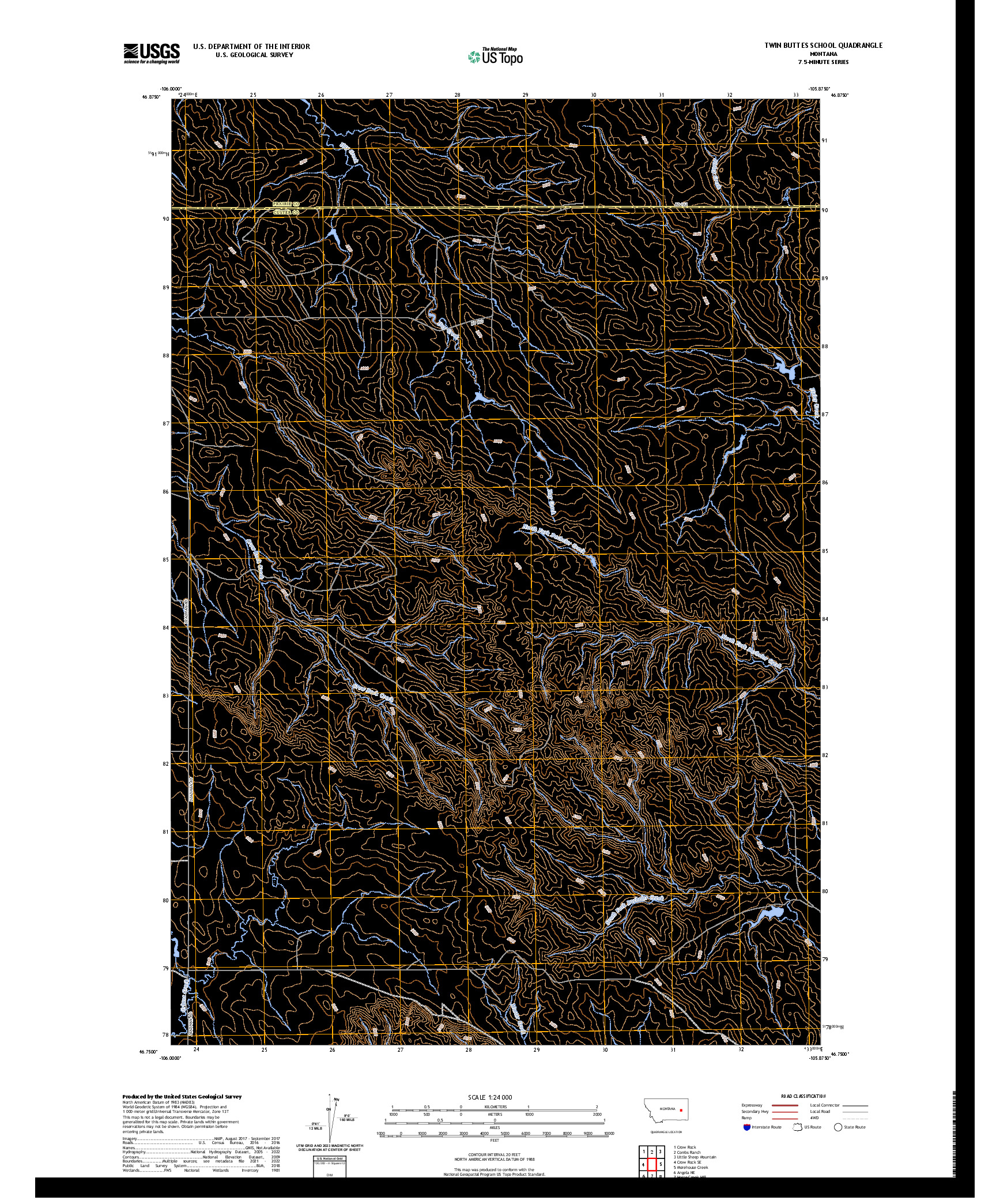 US TOPO 7.5-MINUTE MAP FOR TWIN BUTTES SCHOOL, MT
