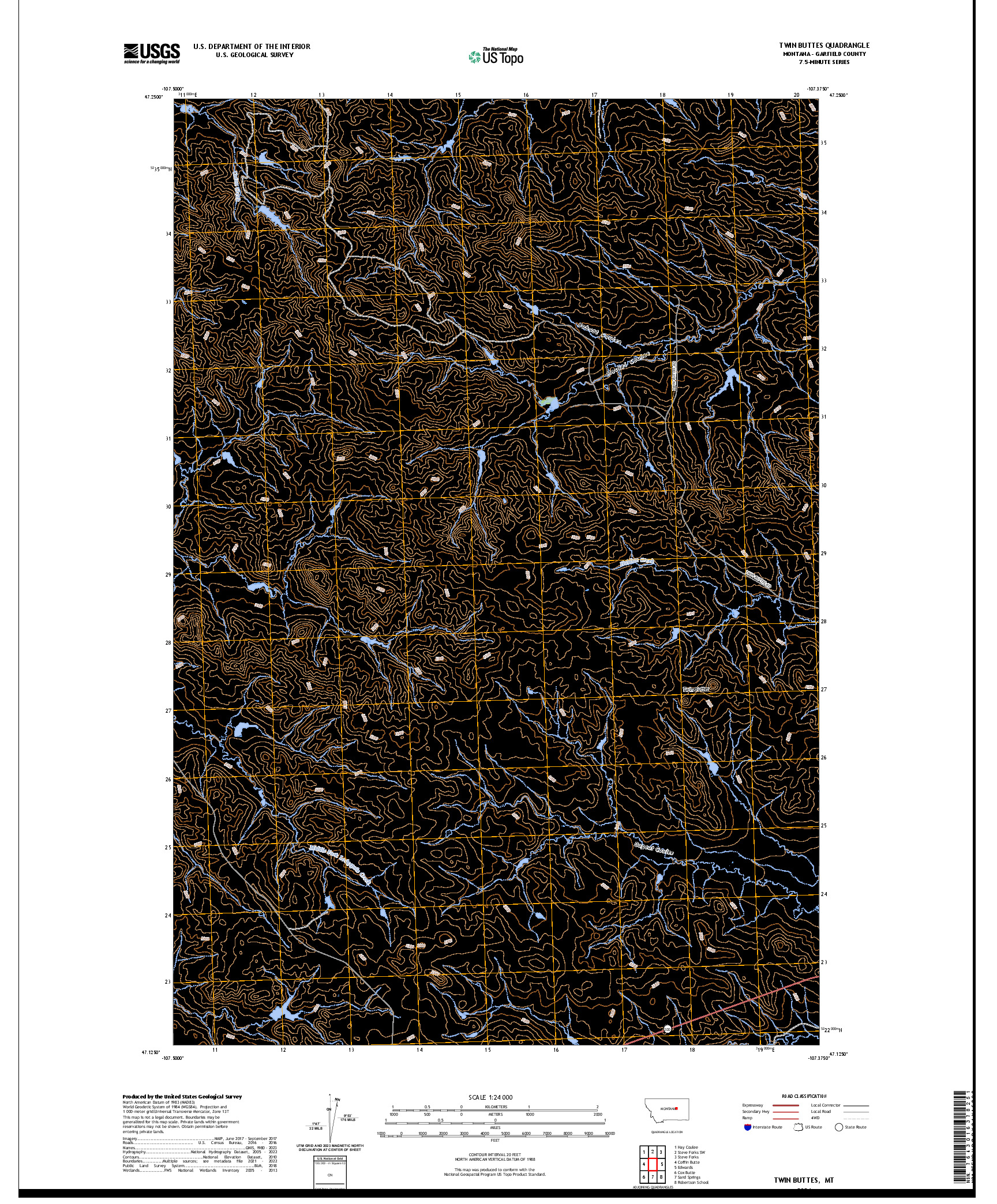 US TOPO 7.5-MINUTE MAP FOR TWIN BUTTES, MT