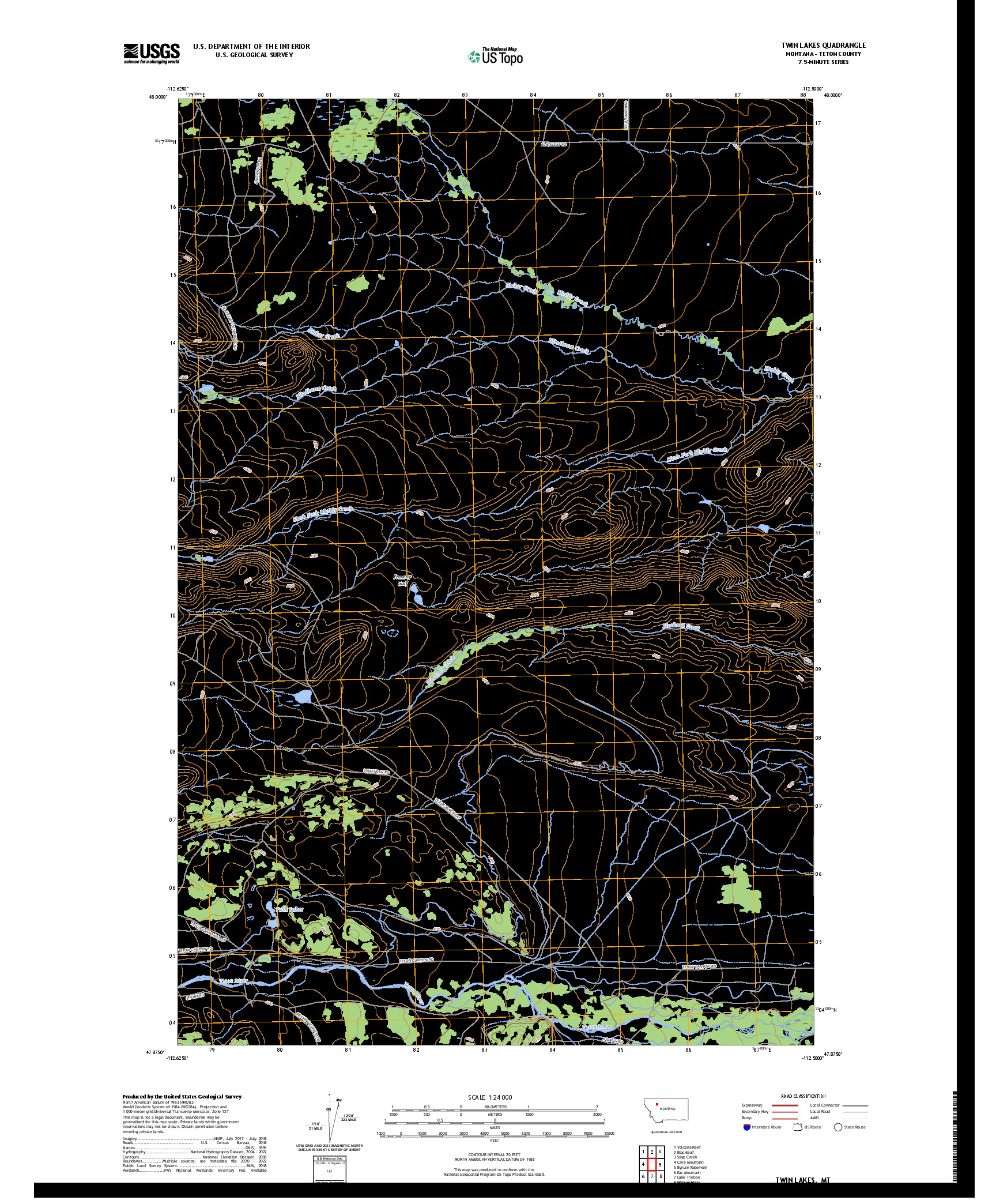 US TOPO 7.5-MINUTE MAP FOR TWIN LAKES, MT
