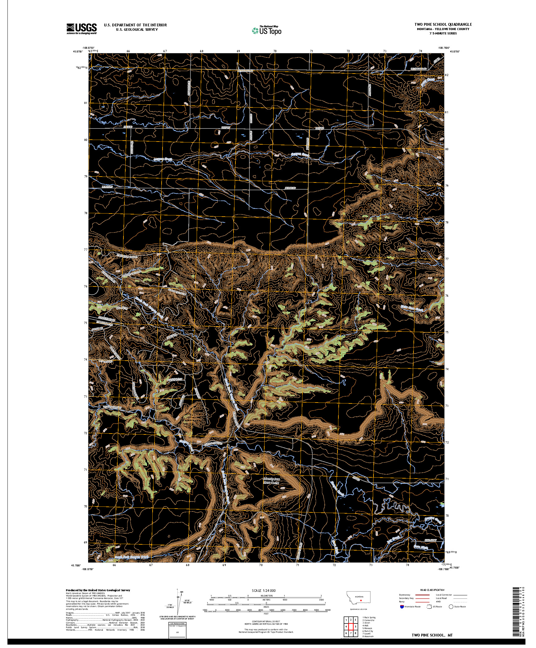 US TOPO 7.5-MINUTE MAP FOR TWO PINE SCHOOL, MT