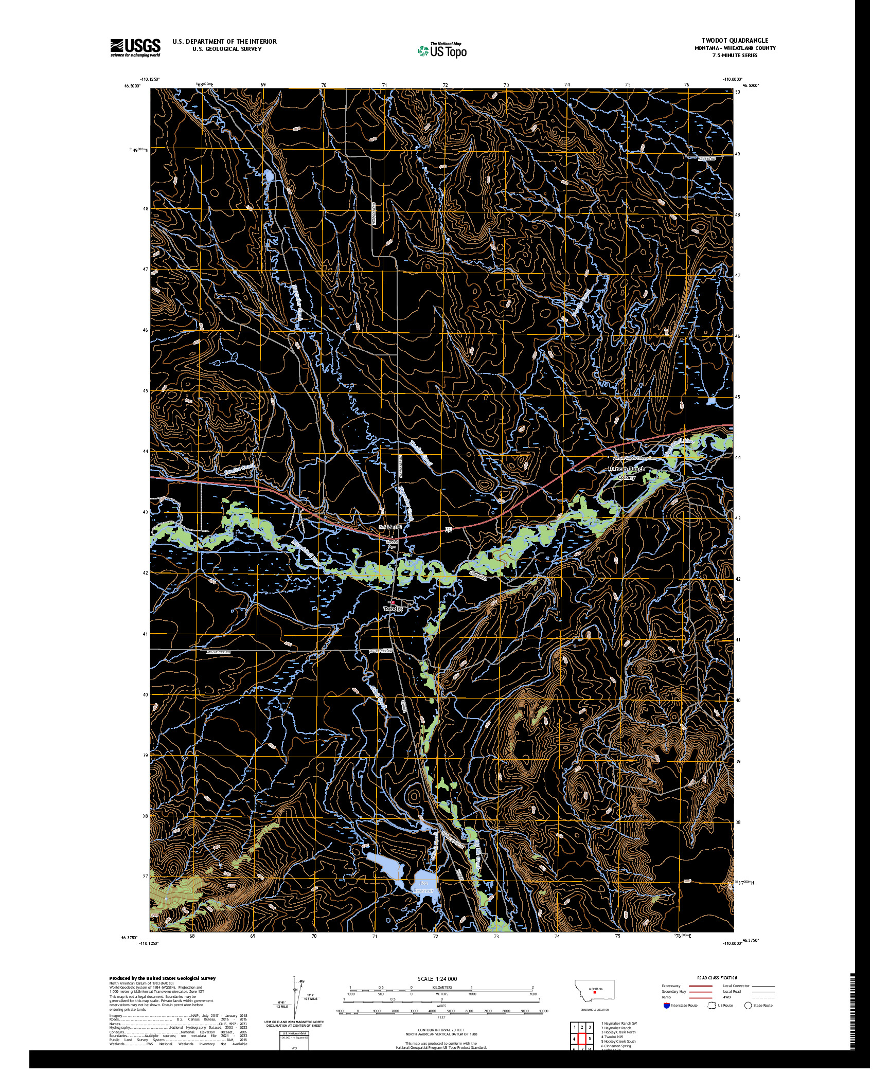 US TOPO 7.5-MINUTE MAP FOR TWODOT, MT