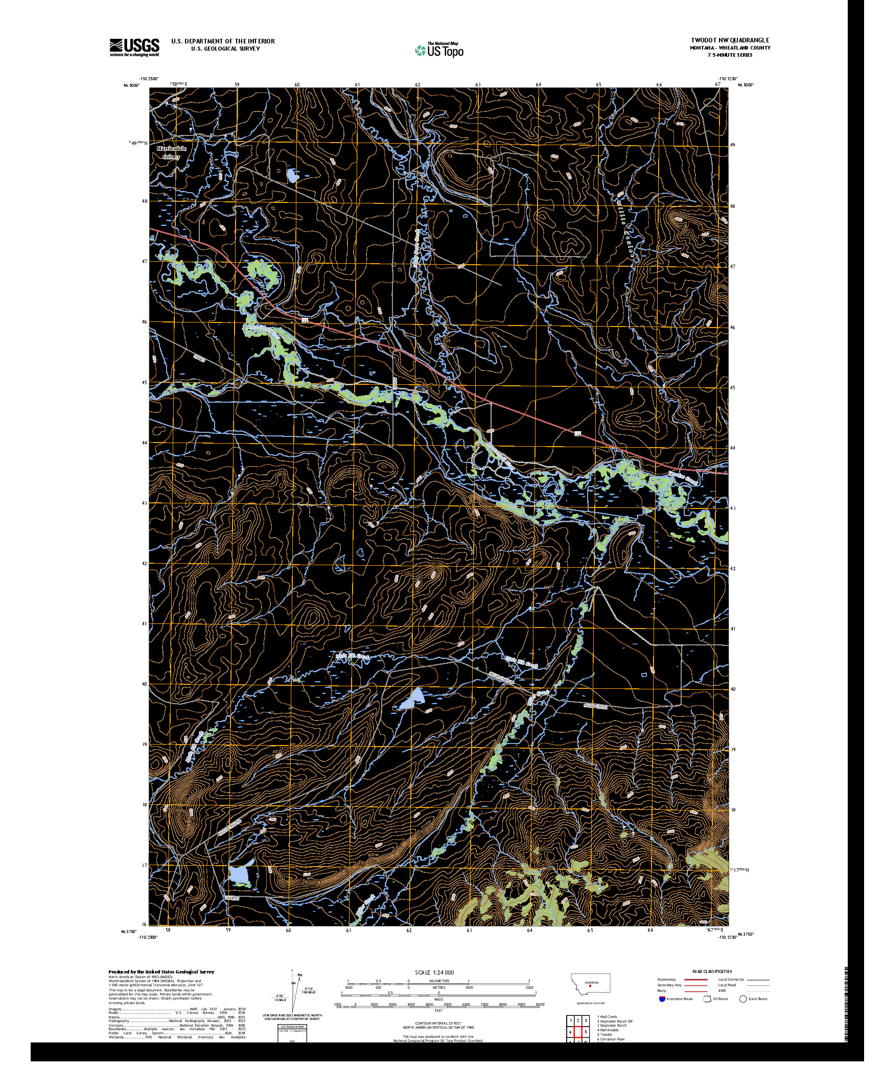 US TOPO 7.5-MINUTE MAP FOR TWODOT NW, MT