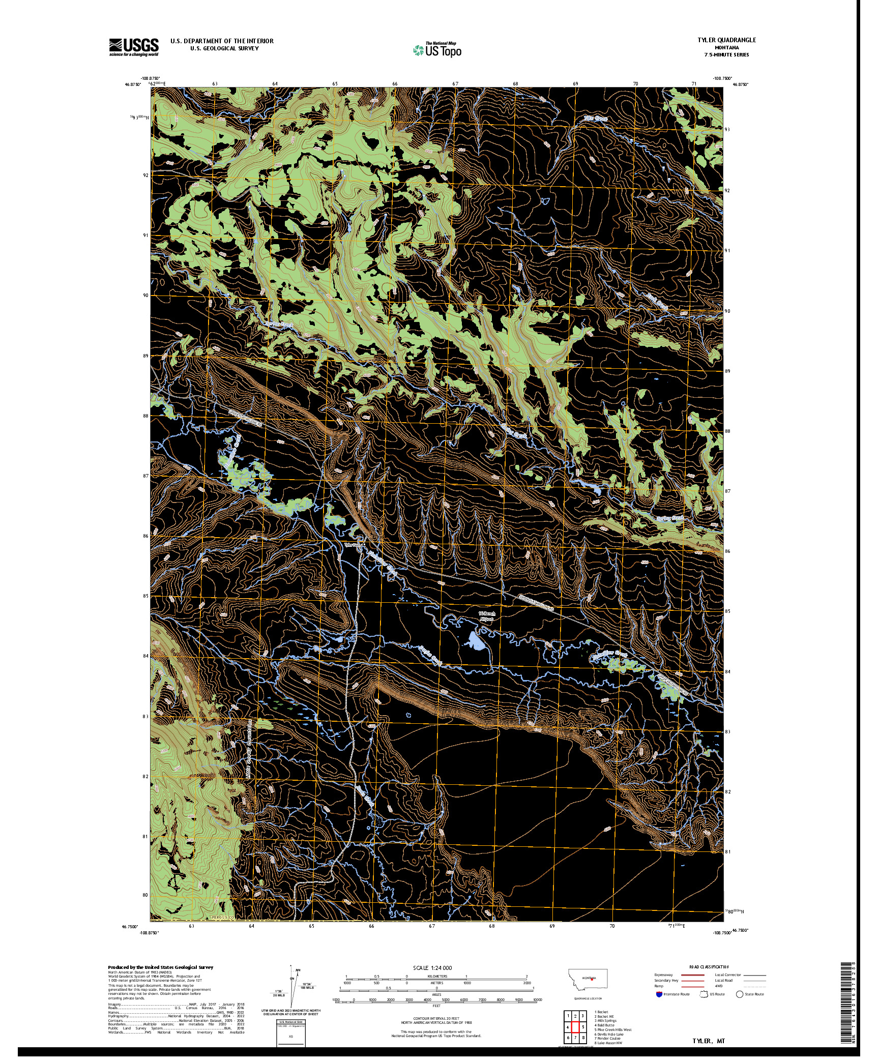 US TOPO 7.5-MINUTE MAP FOR TYLER, MT
