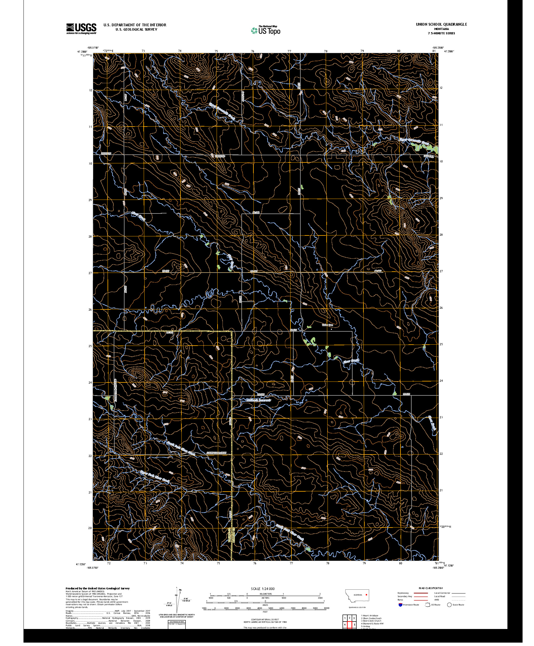 US TOPO 7.5-MINUTE MAP FOR UNION SCHOOL, MT