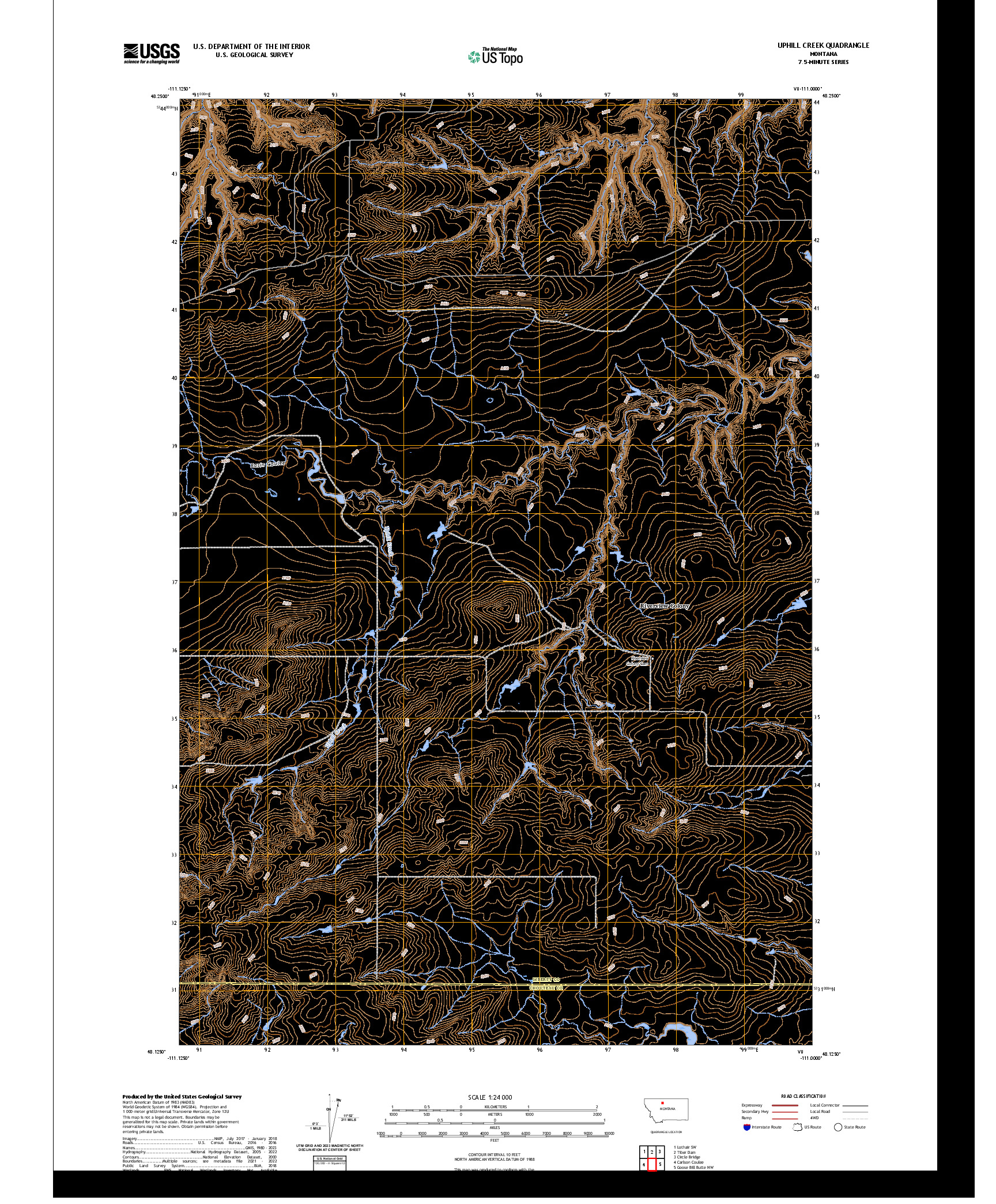 US TOPO 7.5-MINUTE MAP FOR UPHILL CREEK, MT