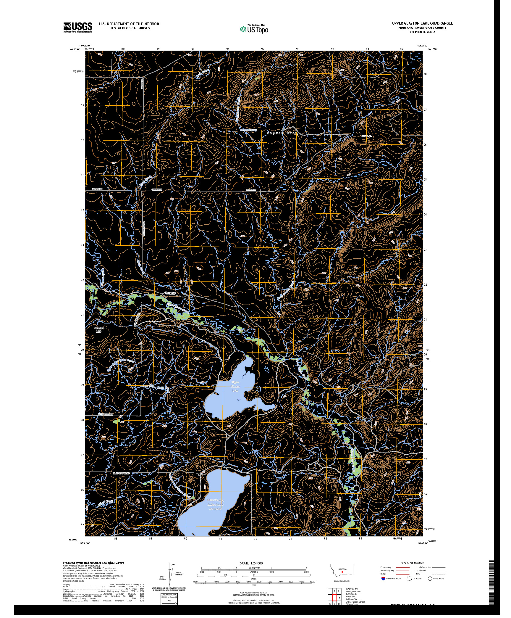 US TOPO 7.5-MINUTE MAP FOR UPPER GLASTON LAKE, MT