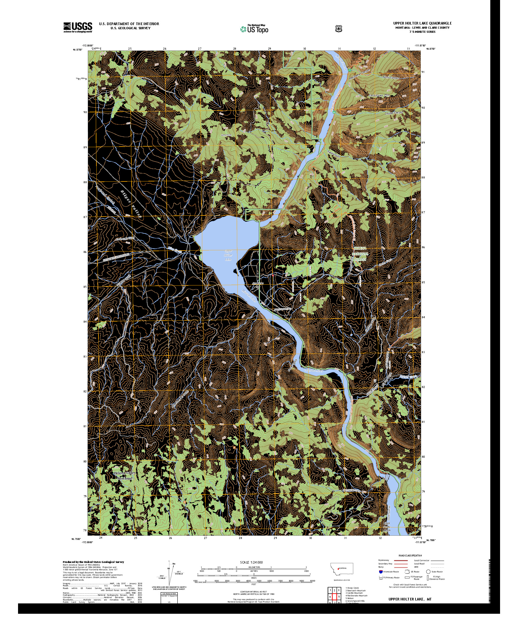US TOPO 7.5-MINUTE MAP FOR UPPER HOLTER LAKE, MT