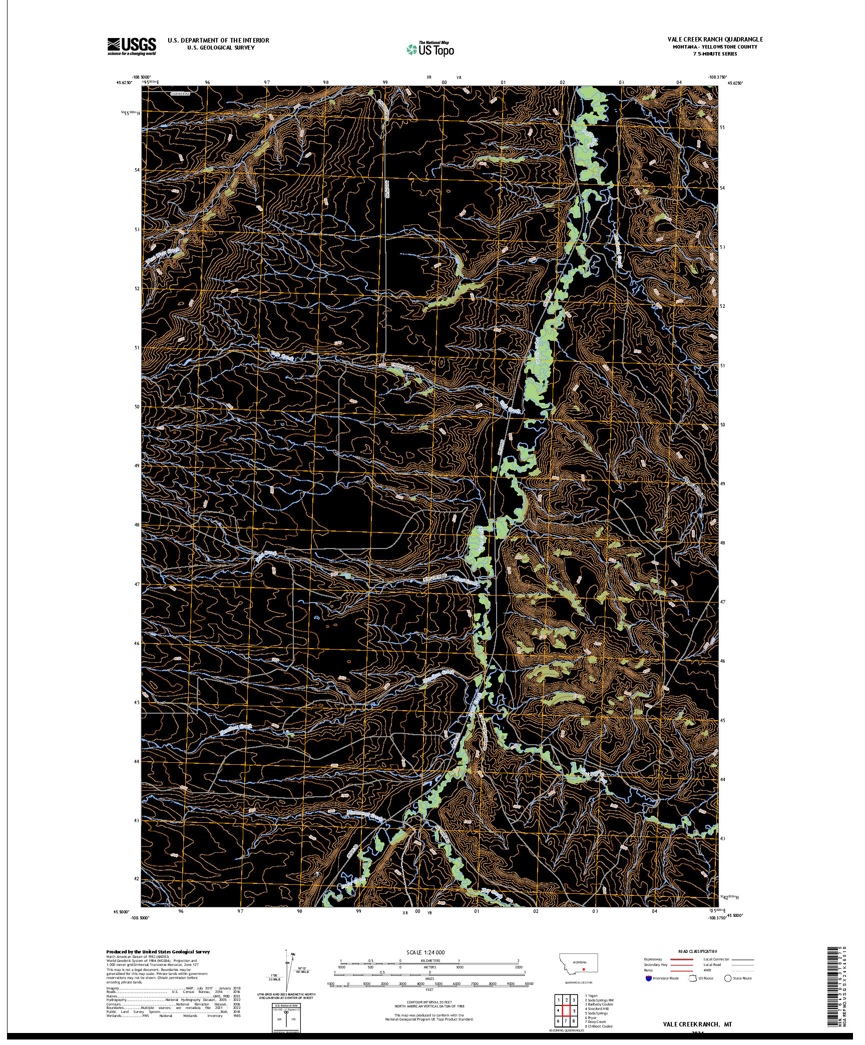 US TOPO 7.5-MINUTE MAP FOR VALE CREEK RANCH, MT