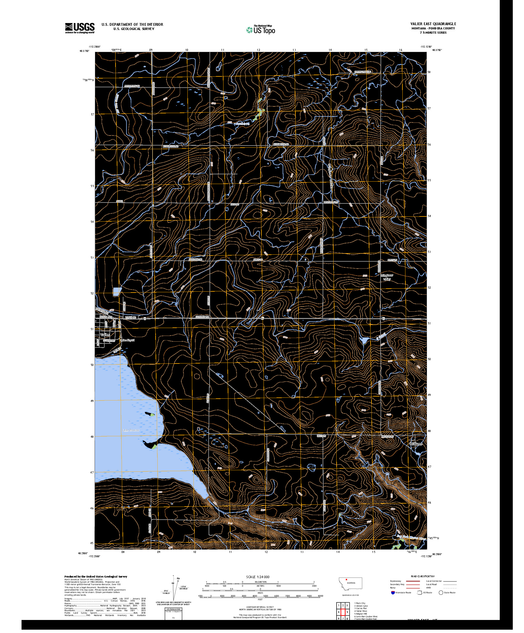 US TOPO 7.5-MINUTE MAP FOR VALIER EAST, MT
