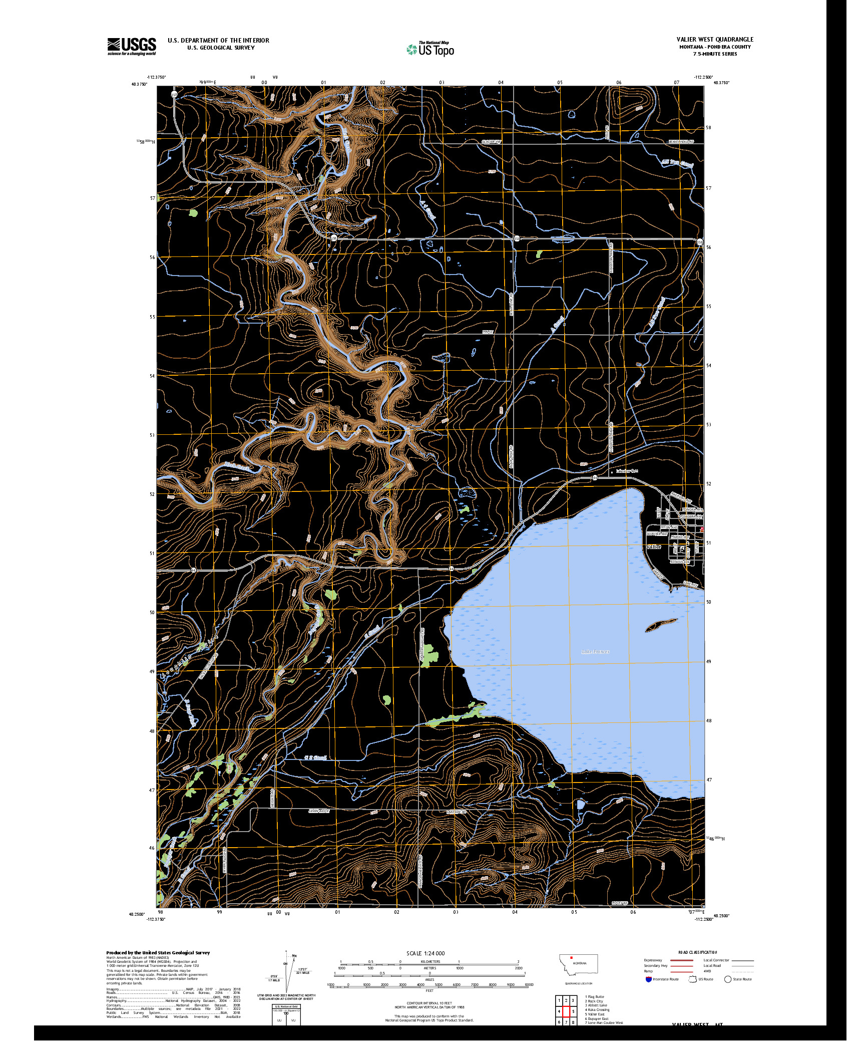 US TOPO 7.5-MINUTE MAP FOR VALIER WEST, MT