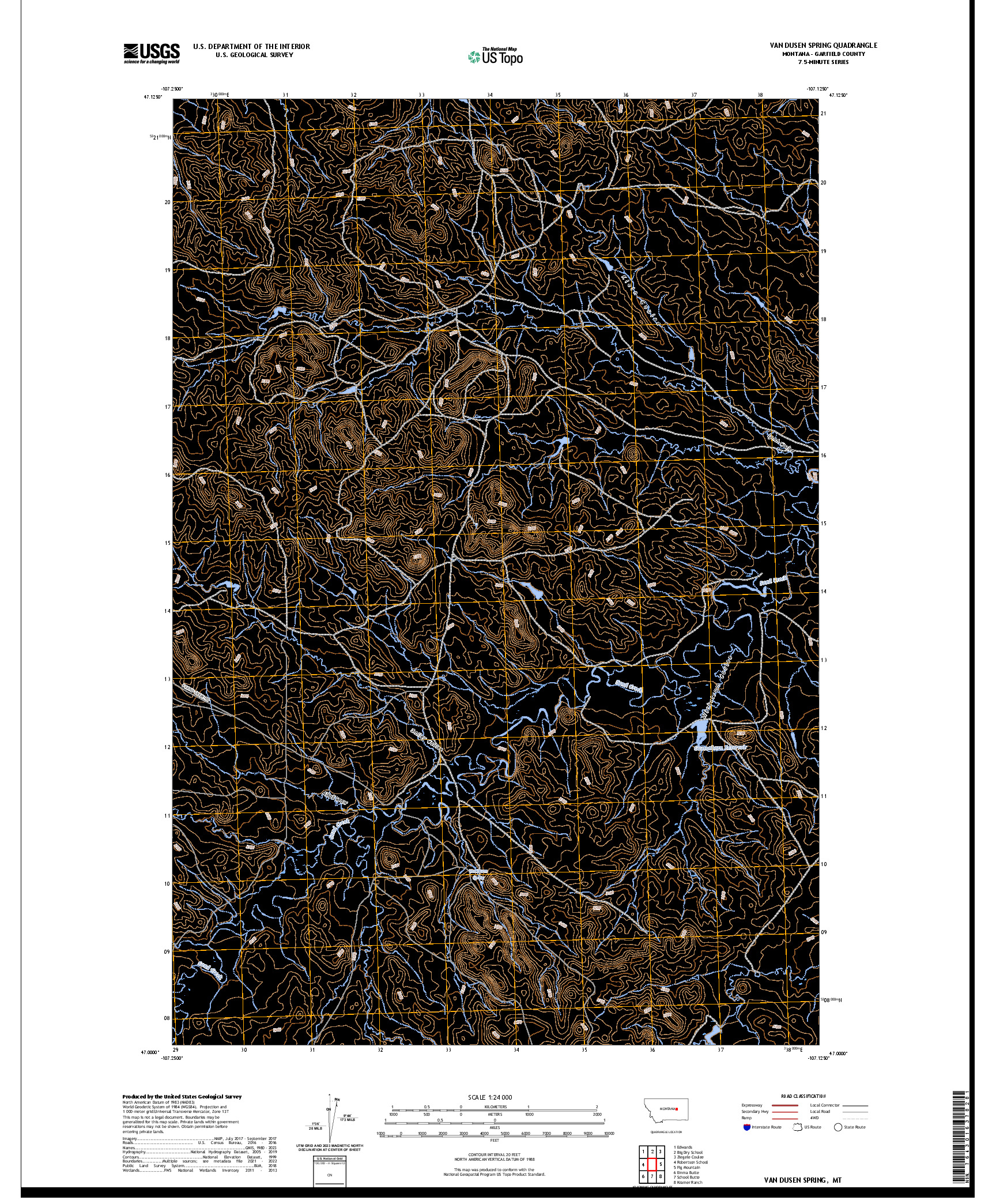 US TOPO 7.5-MINUTE MAP FOR VAN DUSEN SPRING, MT