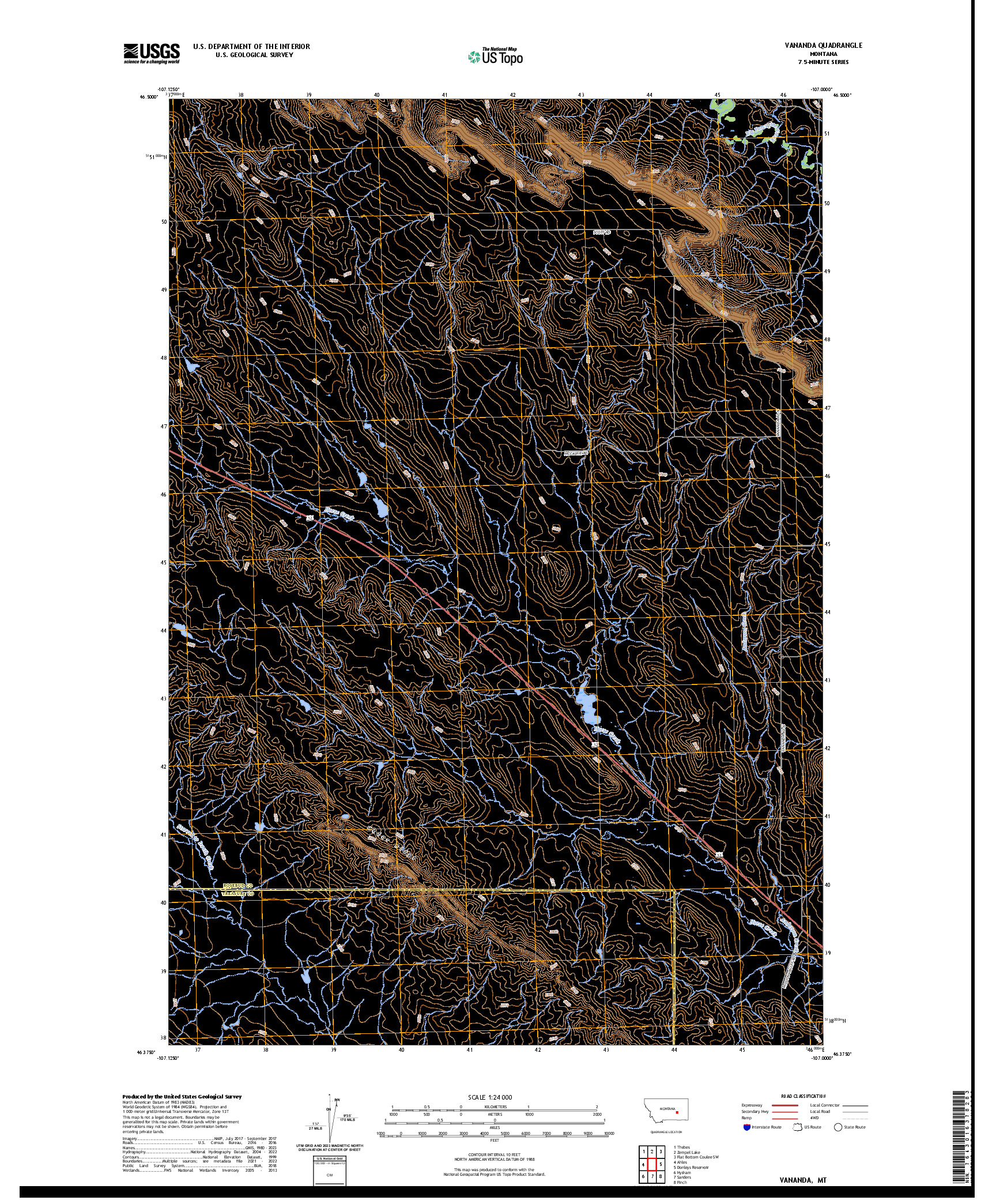US TOPO 7.5-MINUTE MAP FOR VANANDA, MT