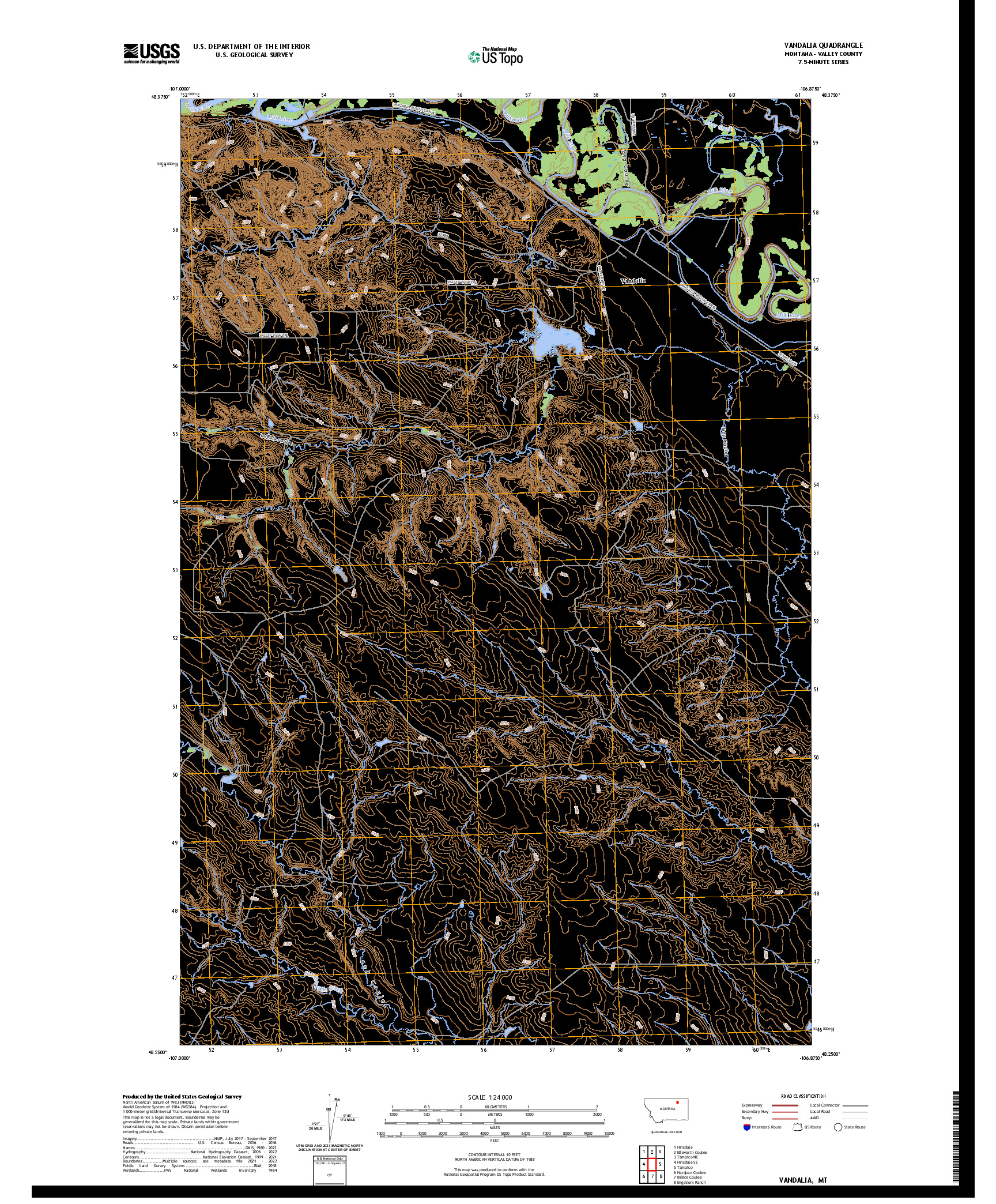 US TOPO 7.5-MINUTE MAP FOR VANDALIA, MT