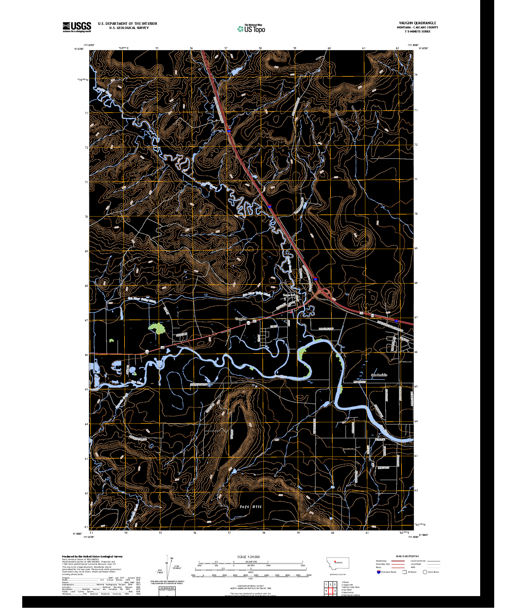 US TOPO 7.5-MINUTE MAP FOR VAUGHN, MT