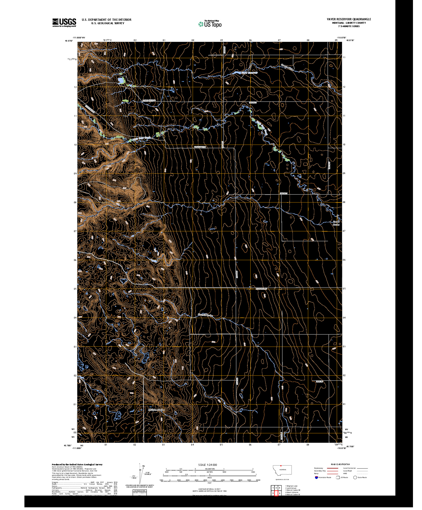 US TOPO 7.5-MINUTE MAP FOR VAVER RESERVOIR, MT