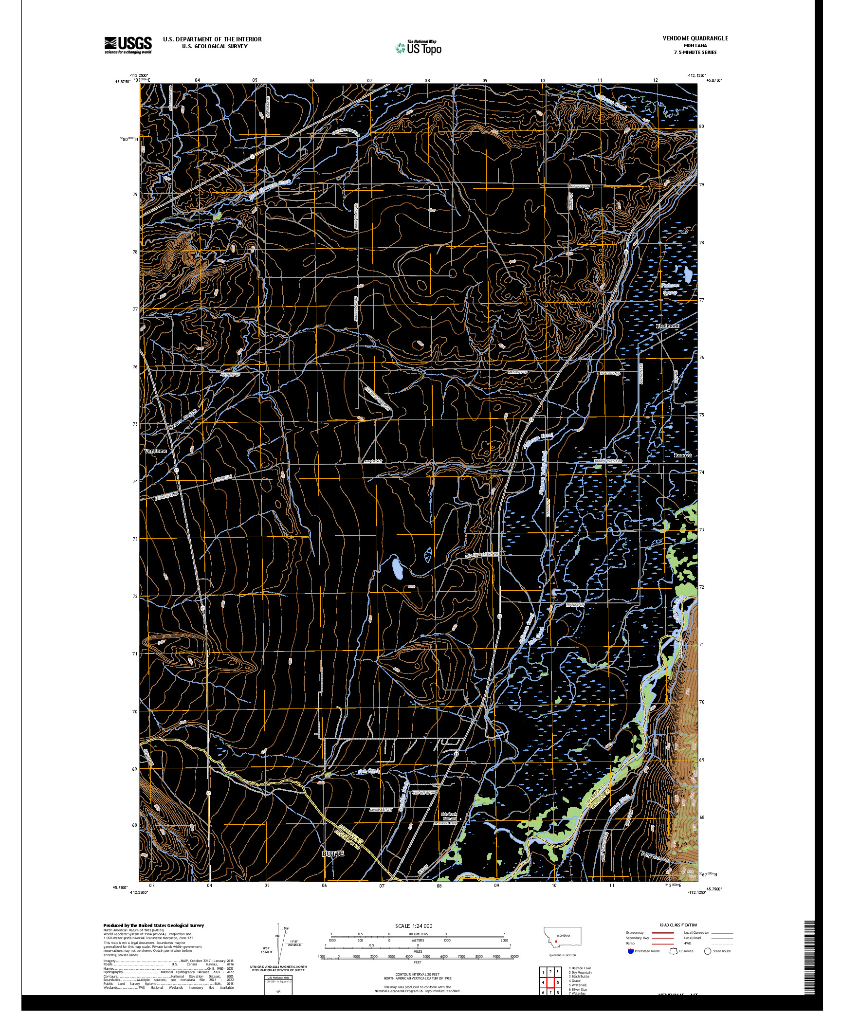 US TOPO 7.5-MINUTE MAP FOR VENDOME, MT