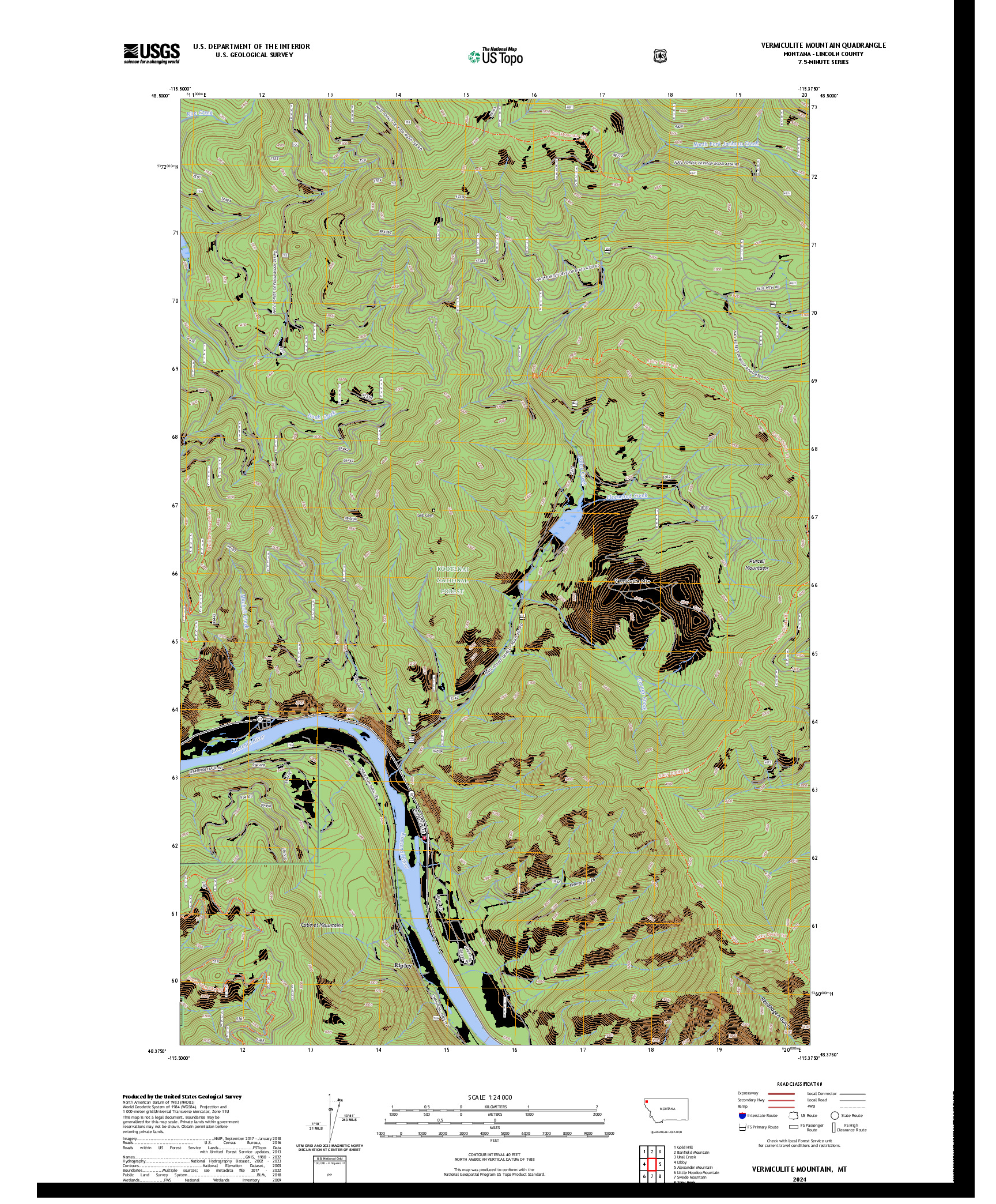 US TOPO 7.5-MINUTE MAP FOR VERMICULITE MOUNTAIN, MT