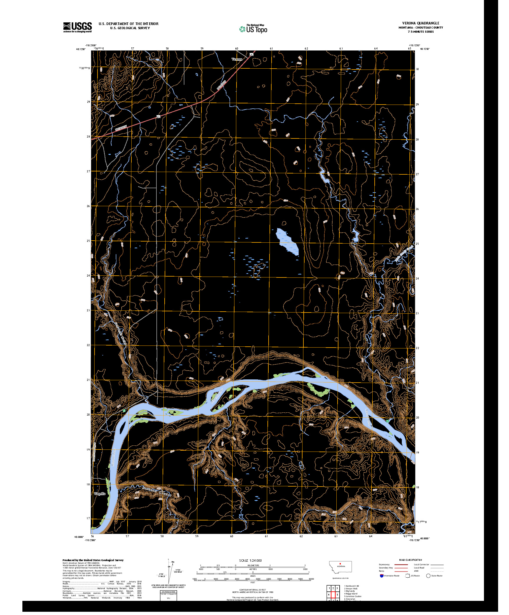 US TOPO 7.5-MINUTE MAP FOR VERONA, MT
