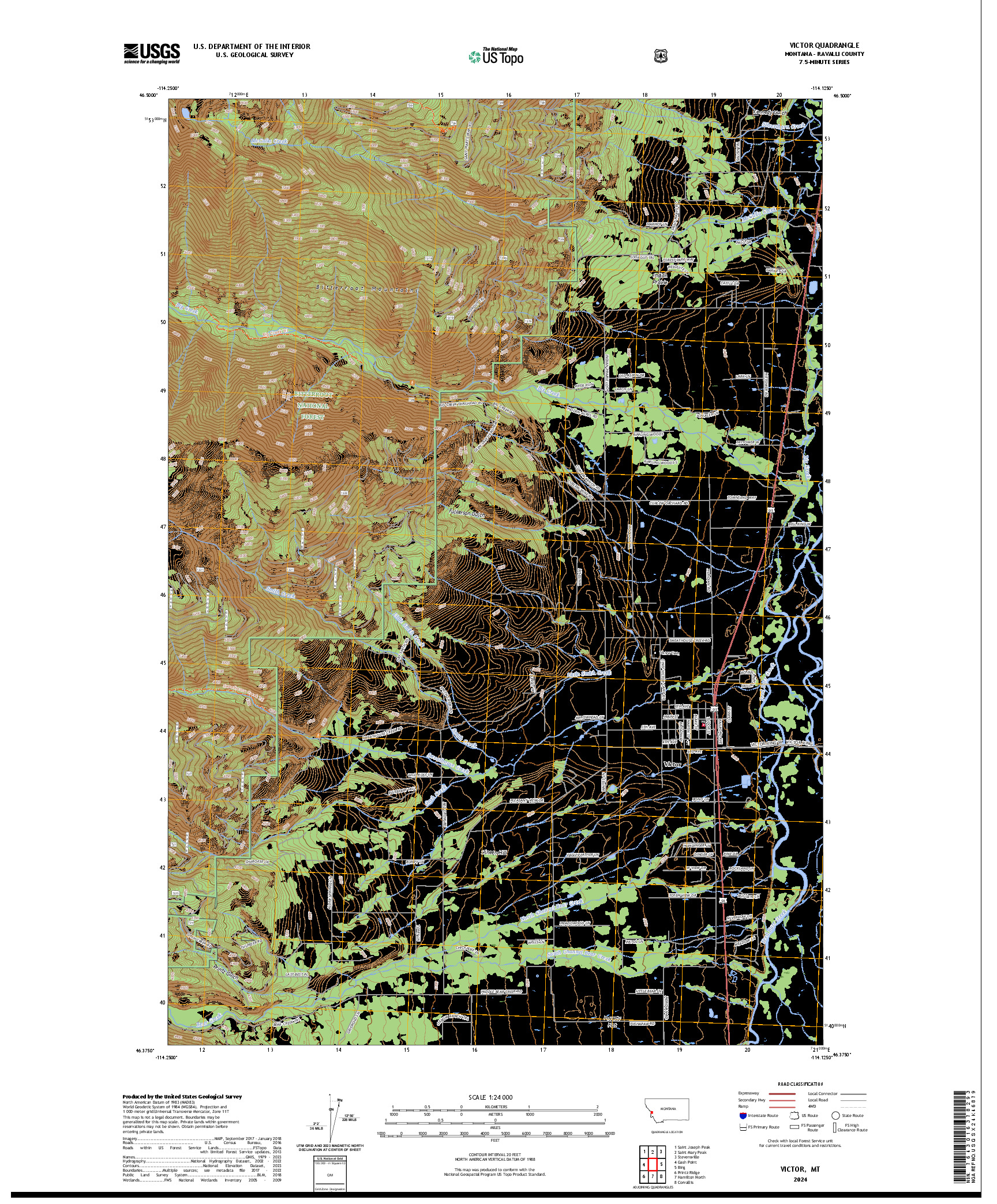 US TOPO 7.5-MINUTE MAP FOR VICTOR, MT