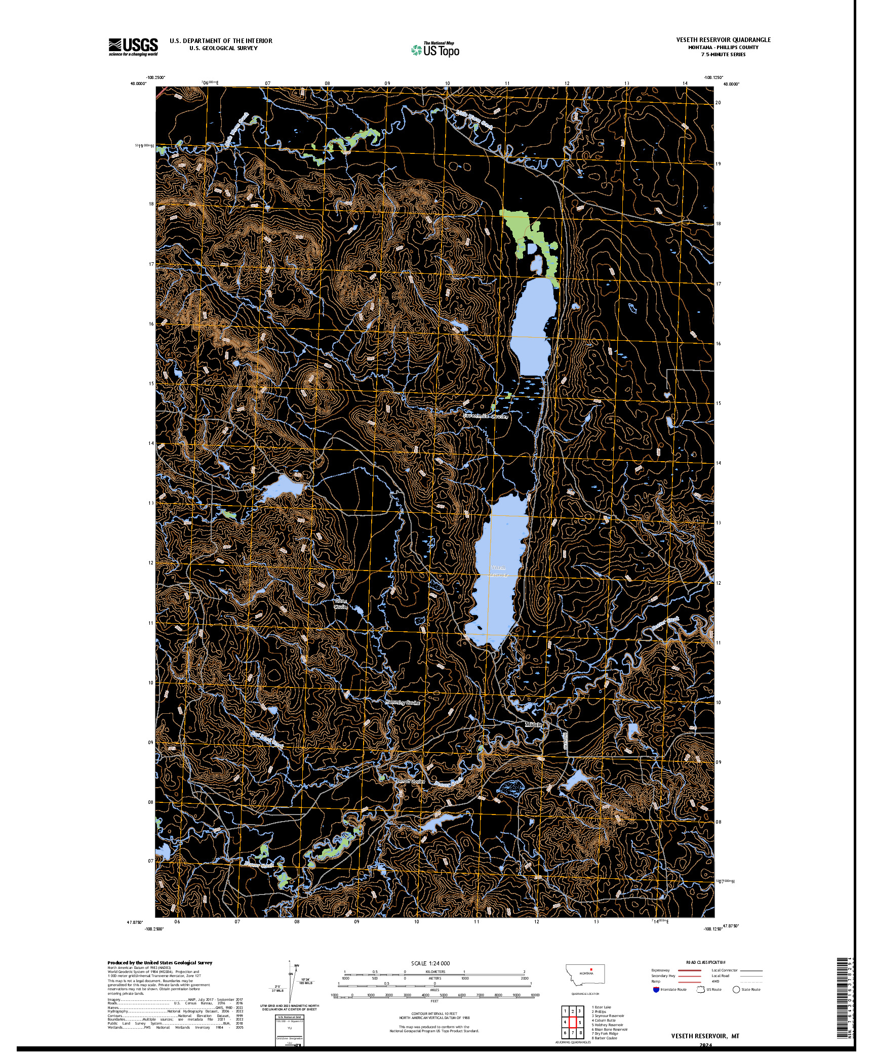 US TOPO 7.5-MINUTE MAP FOR VESETH RESERVOIR, MT