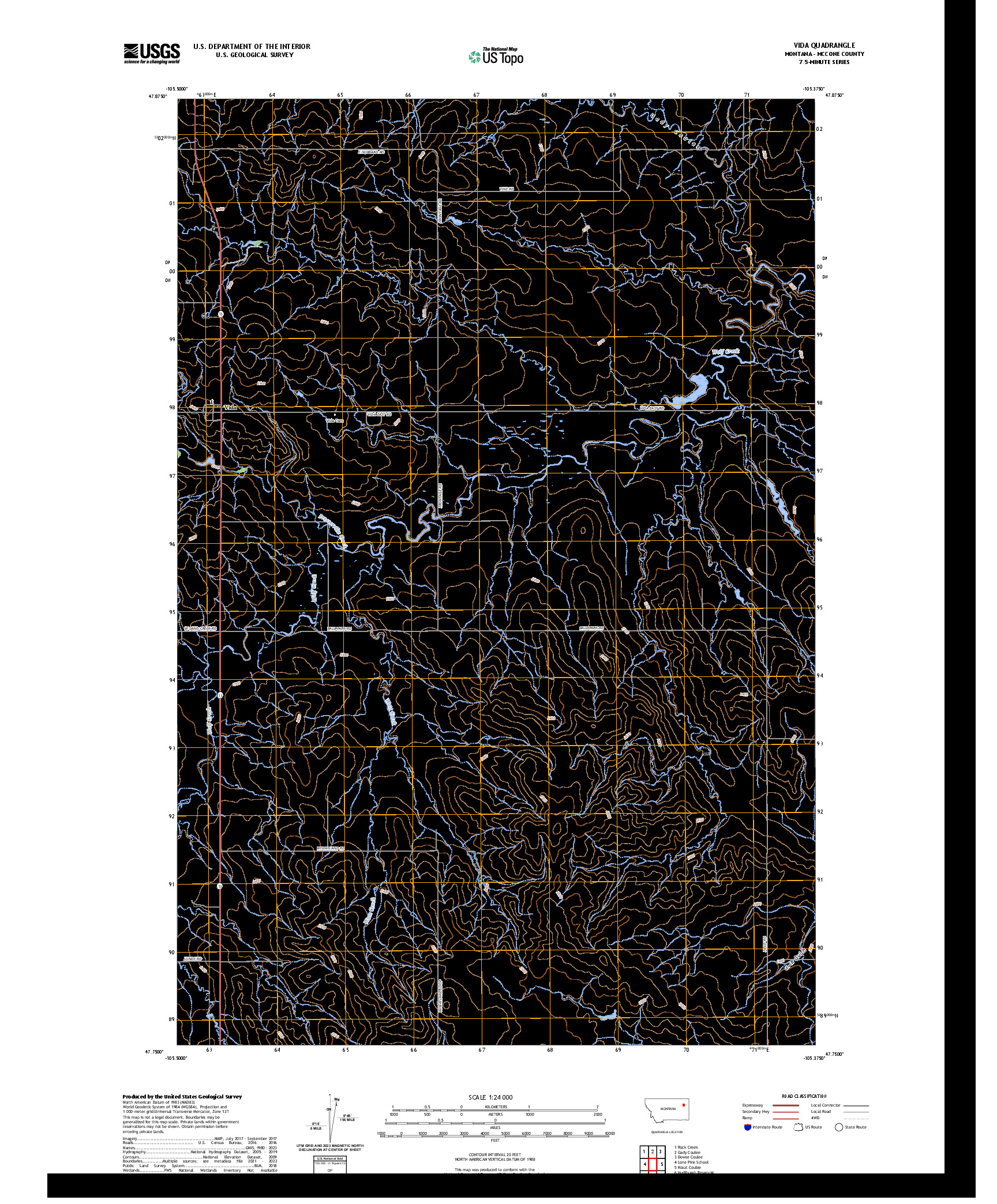 US TOPO 7.5-MINUTE MAP FOR VIDA, MT