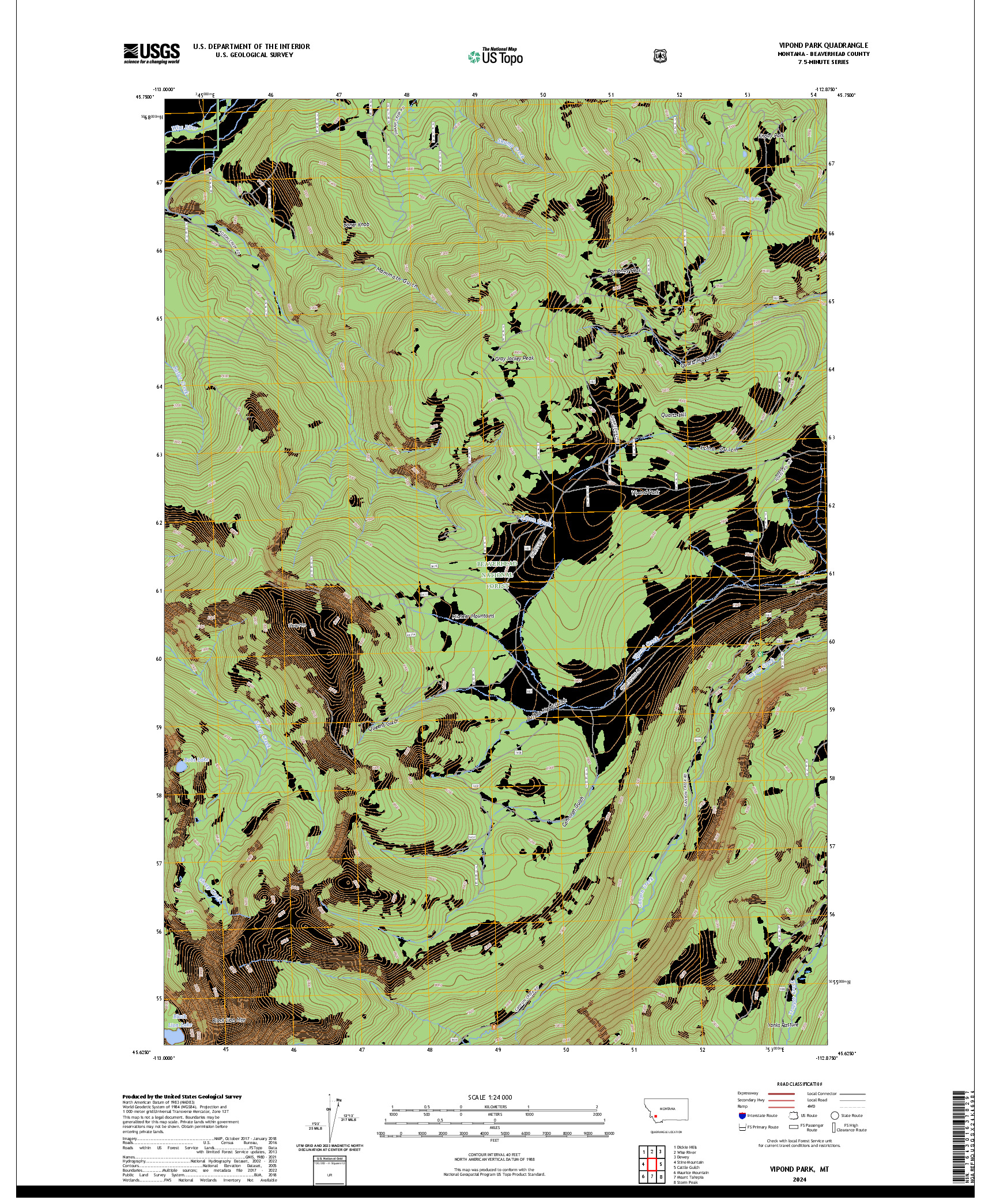 US TOPO 7.5-MINUTE MAP FOR VIPOND PARK, MT