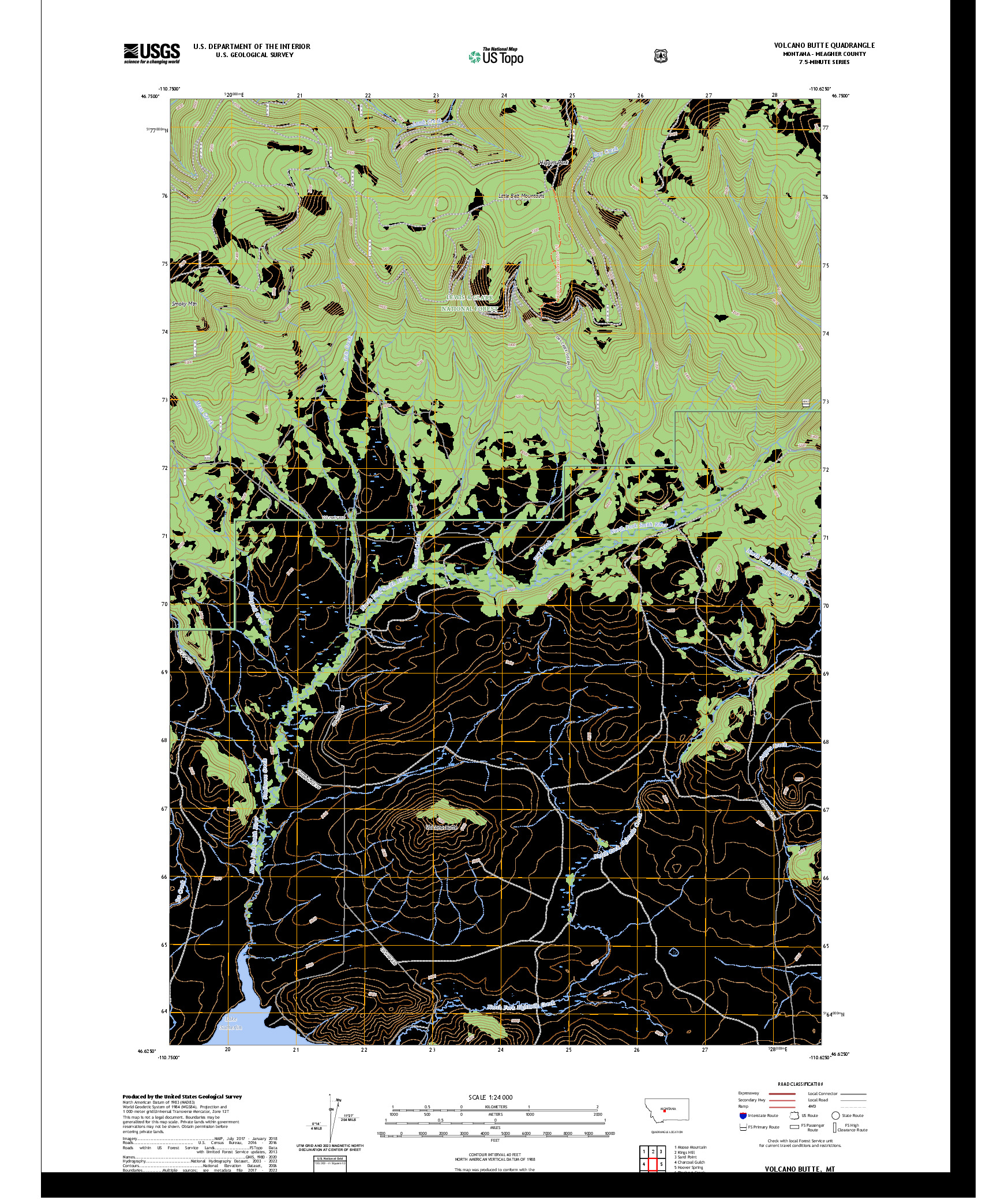 US TOPO 7.5-MINUTE MAP FOR VOLCANO BUTTE, MT